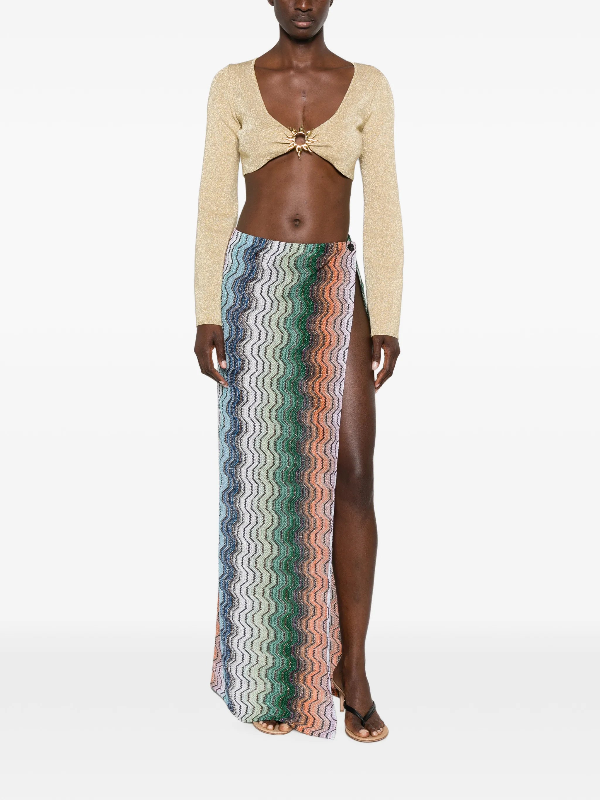 long Zigzag skirt with greek motif
