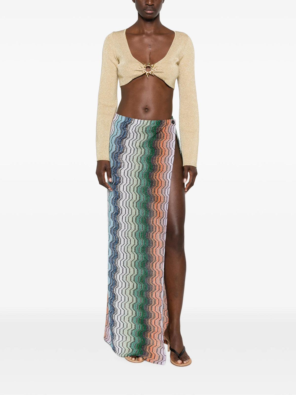 long Zigzag skirt with greek motif