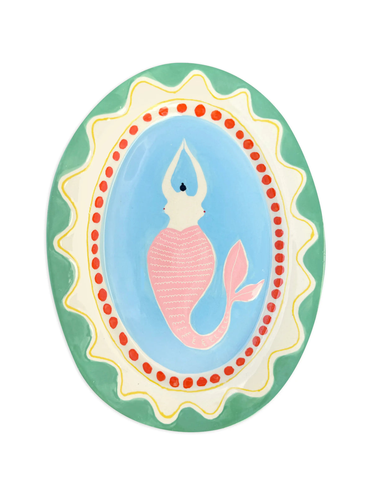 large mermaid-print decorative plate