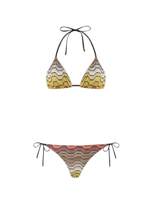 zigzag-knit triangle bikini