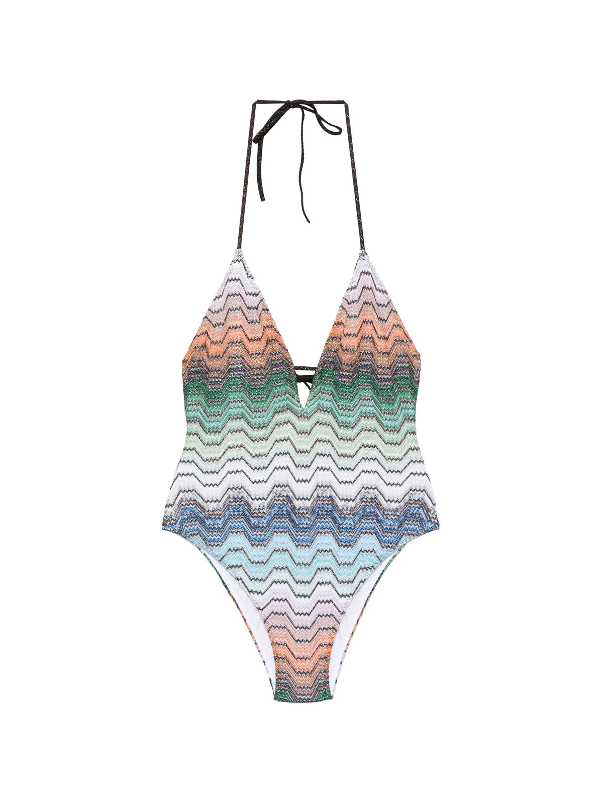 one-piece swimsuit with greek motif