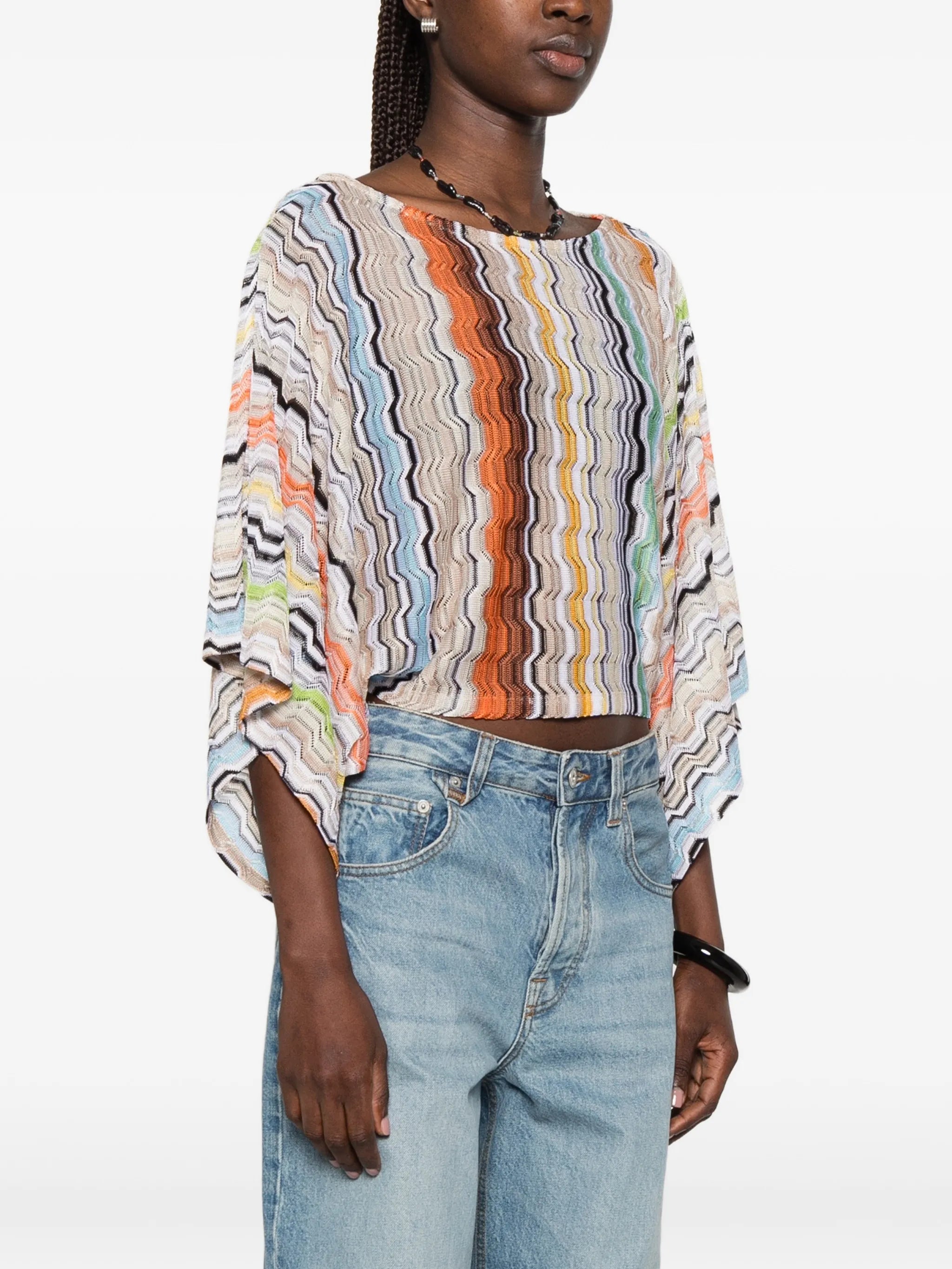 chevron-knit long-sleeve top