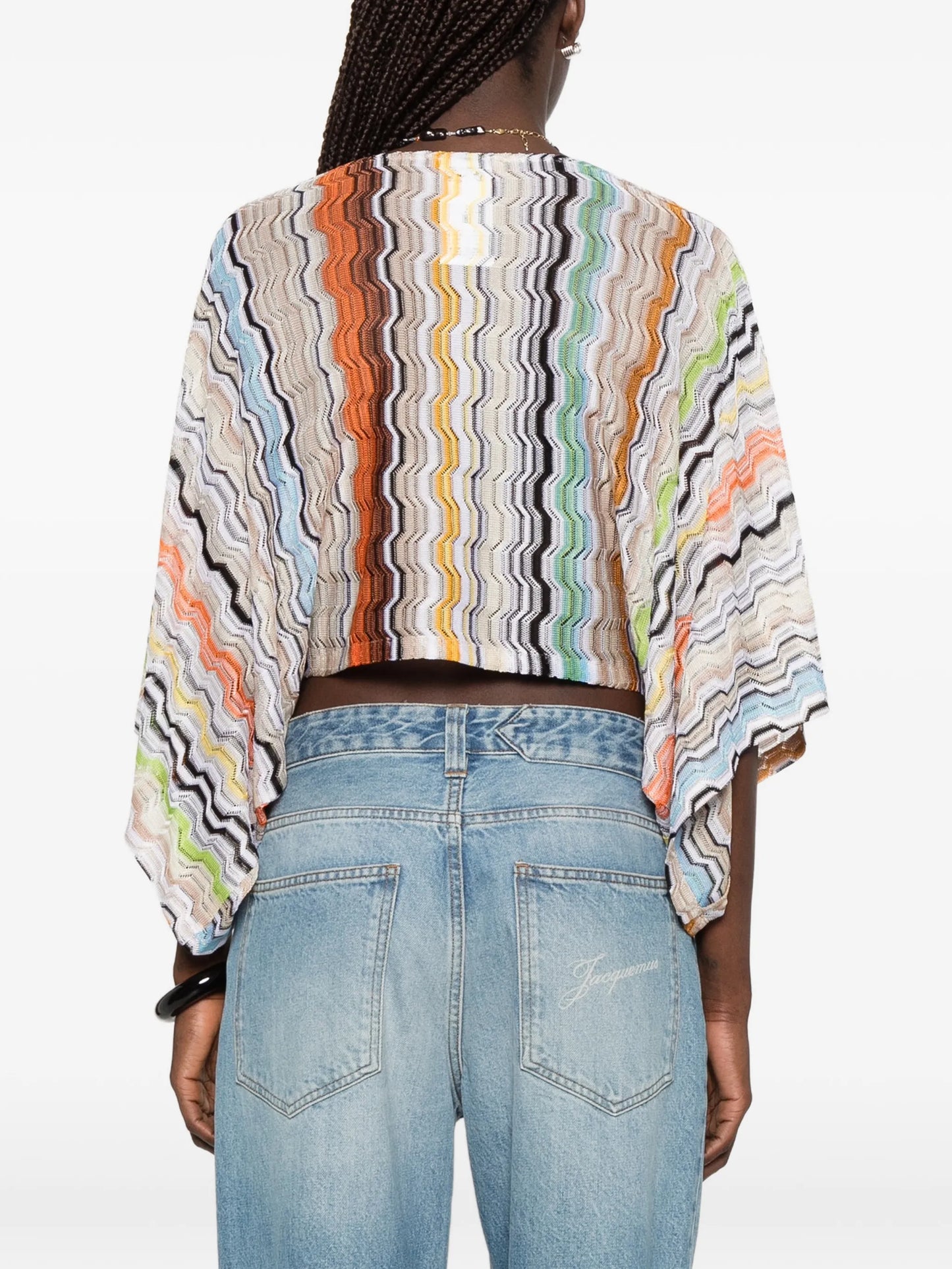 chevron-knit long-sleeve top