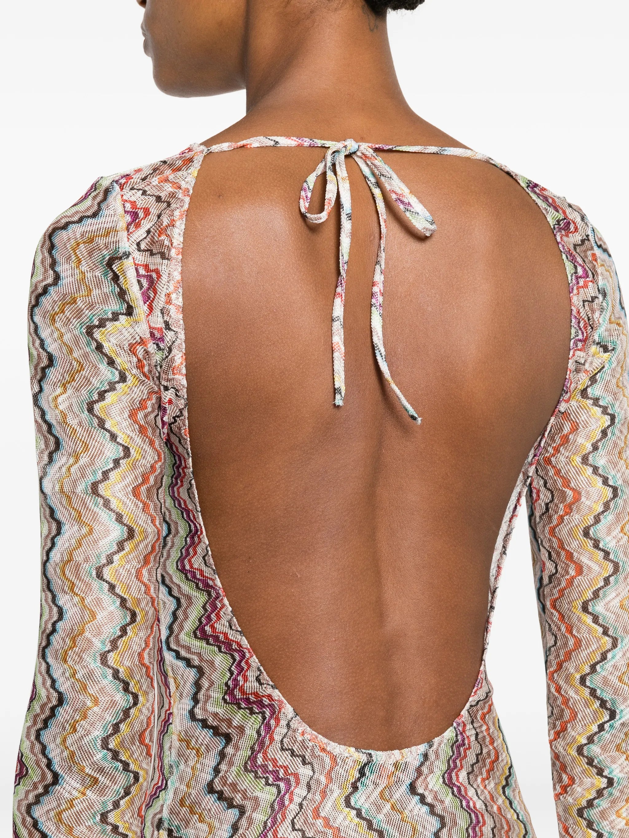 zigzag-knit open-back dress