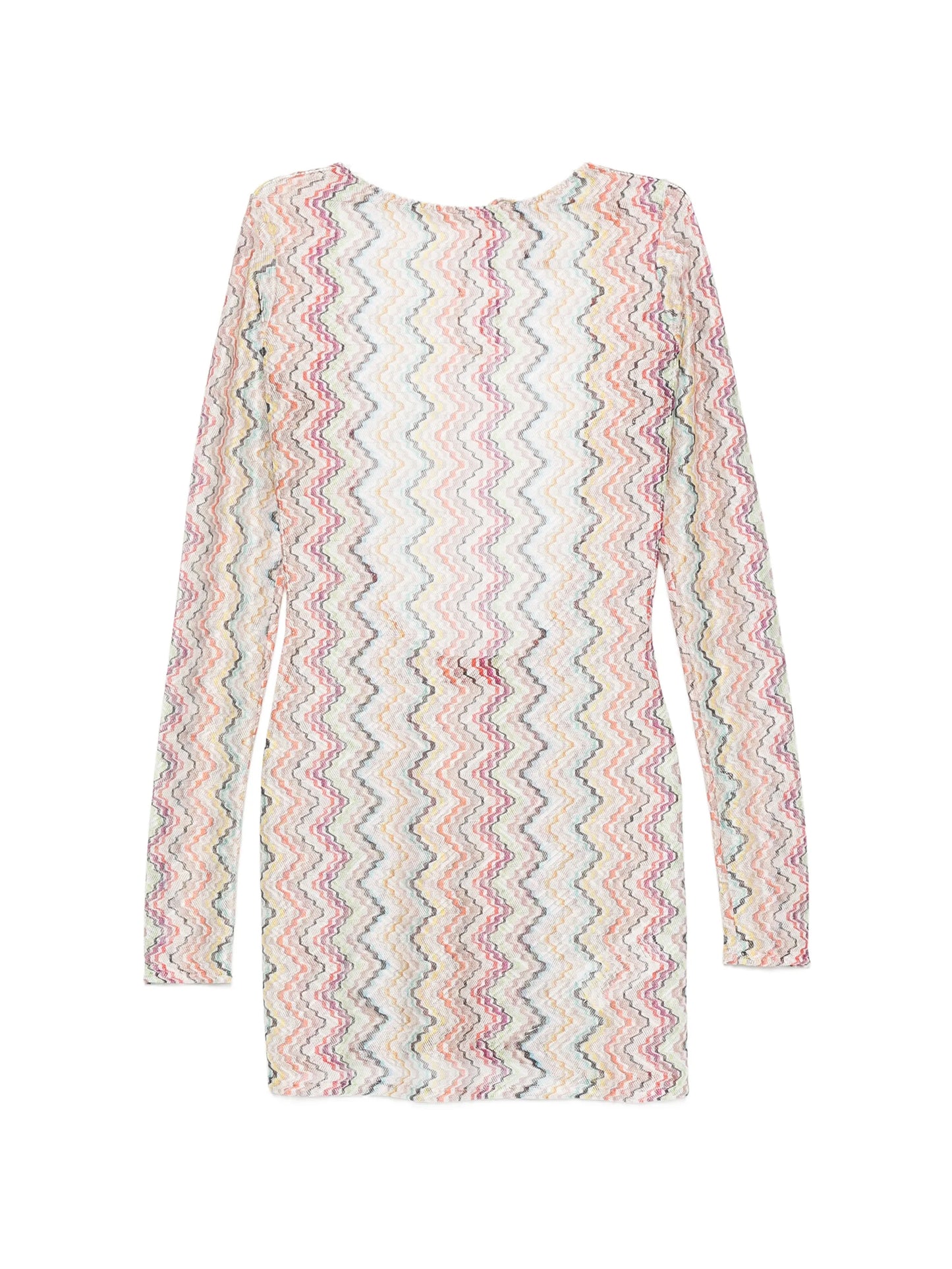 long-sleeved dress with irregular zig zag print