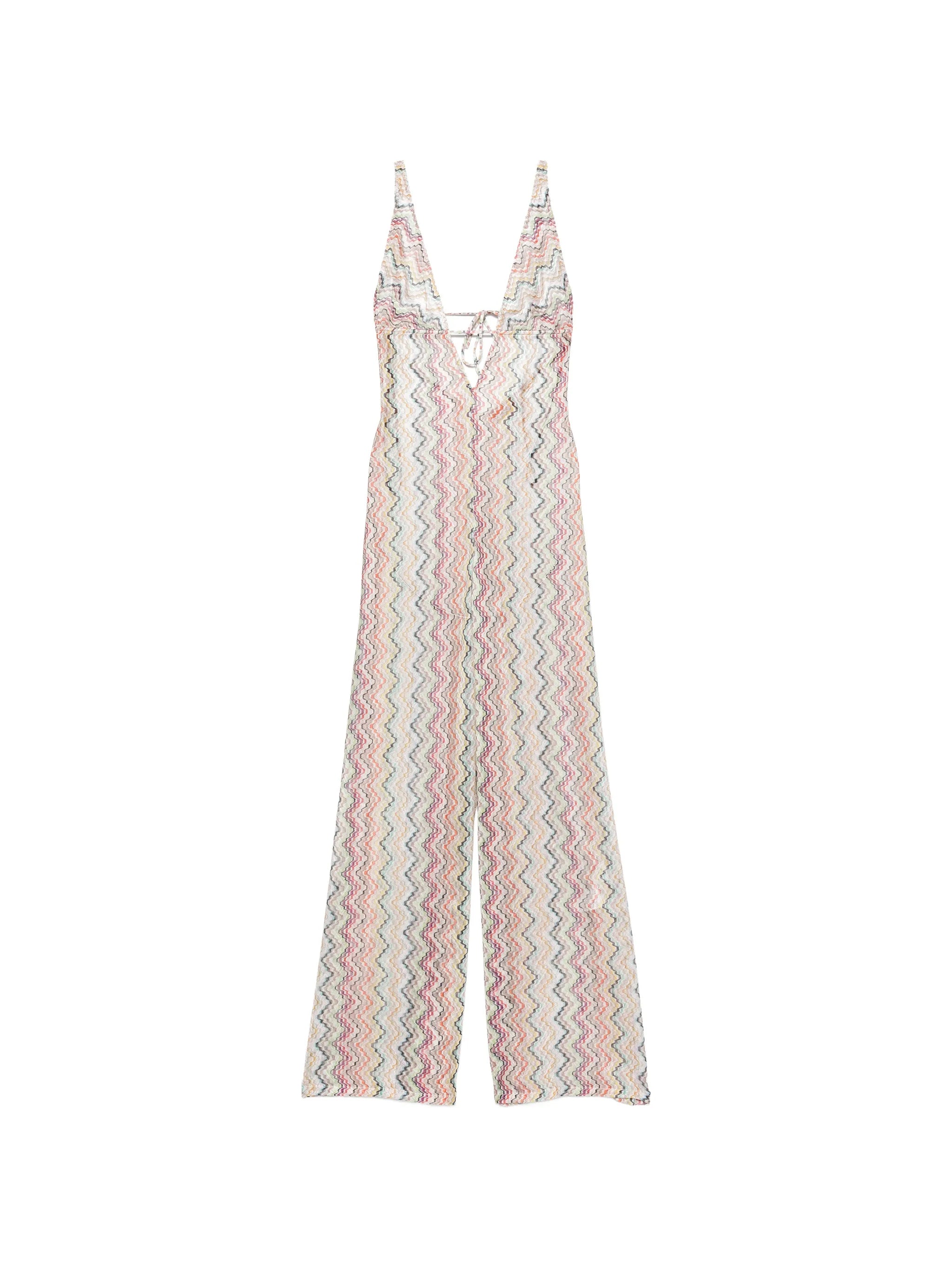 long cover-up jumpsuit with irregular Zigzag motif