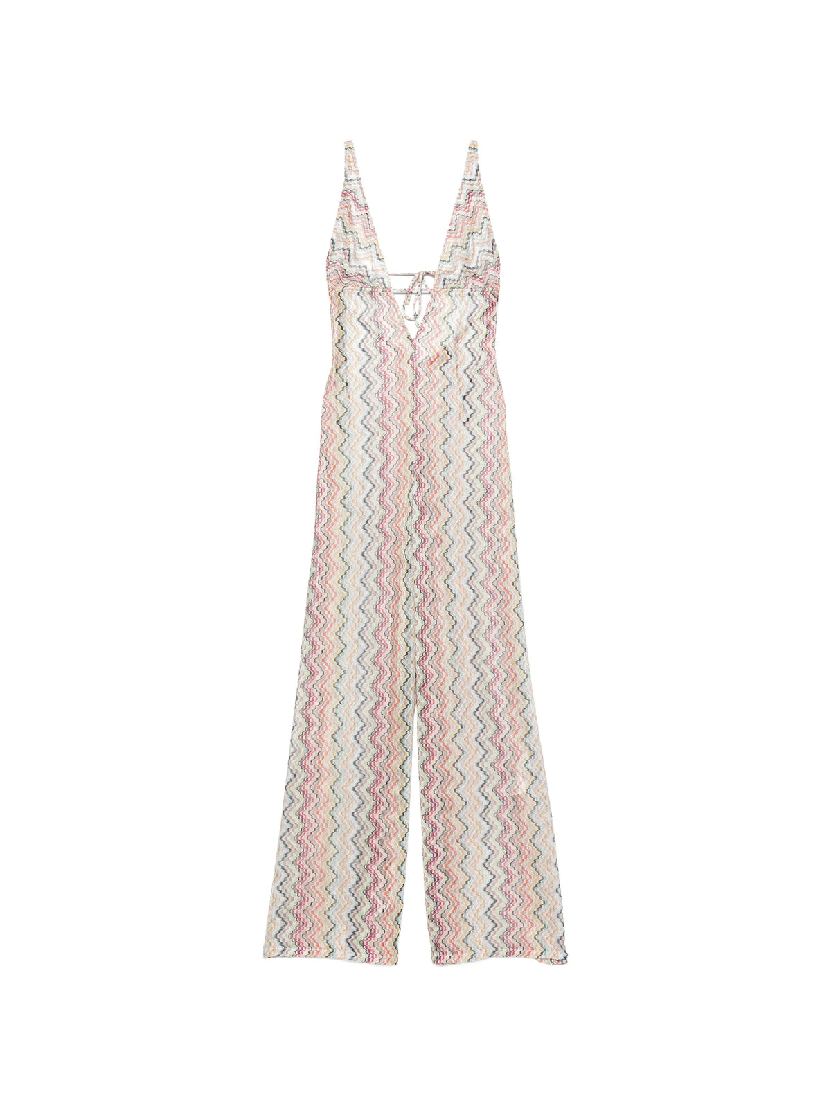 long cover-up jumpsuit with irregular Zigzag motif