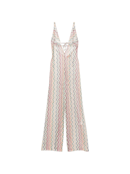 long cover-up jumpsuit with irregular Zigzag motif