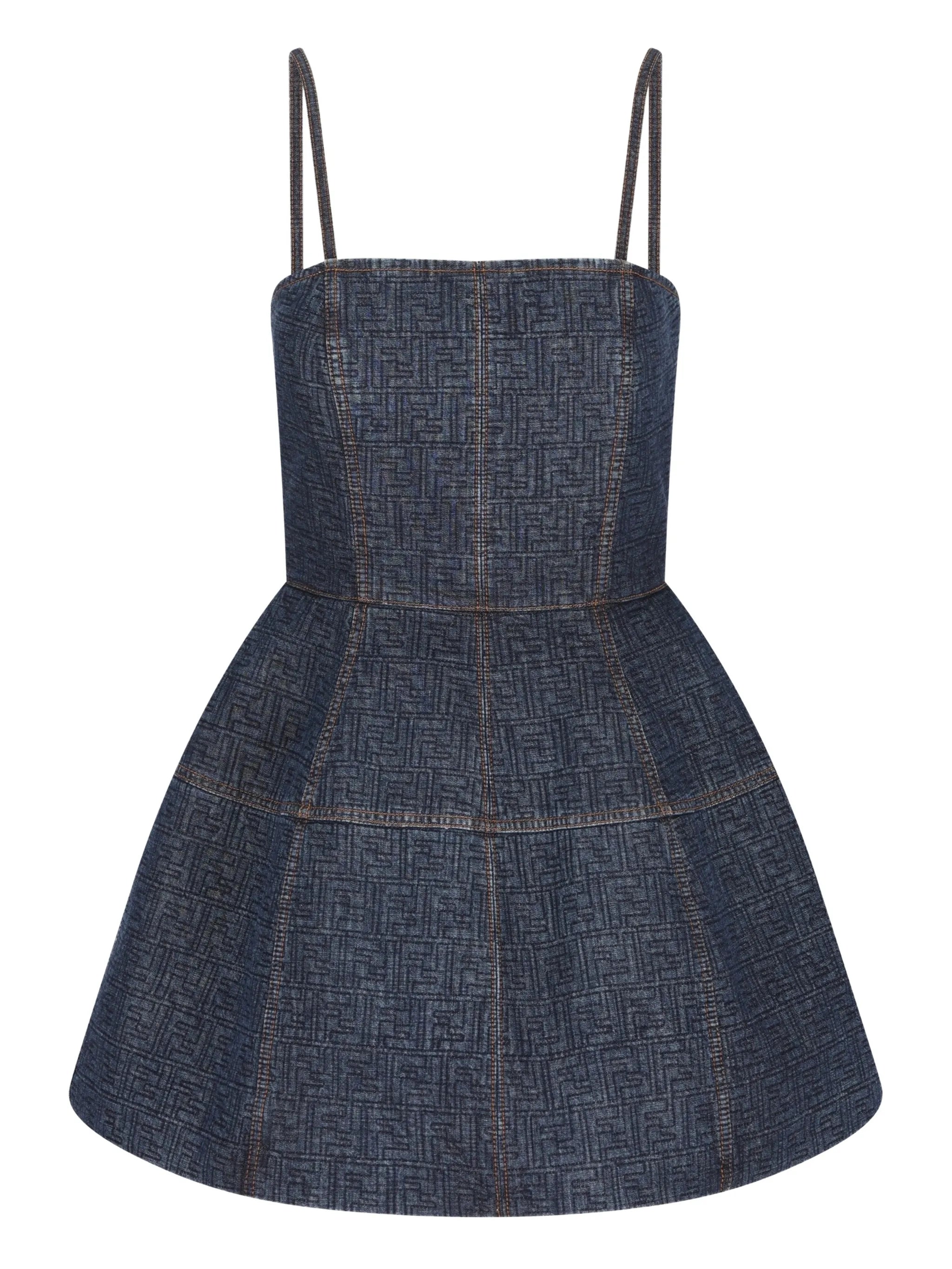 FF-motif denim mini dress