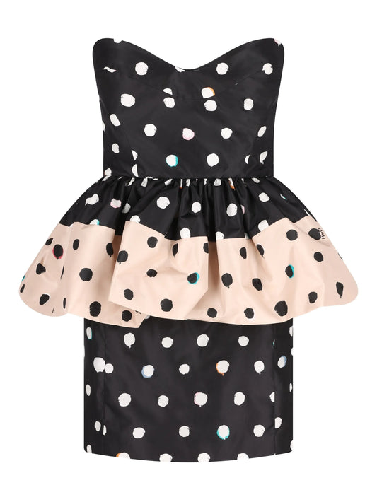 printed taffeta peplum dress