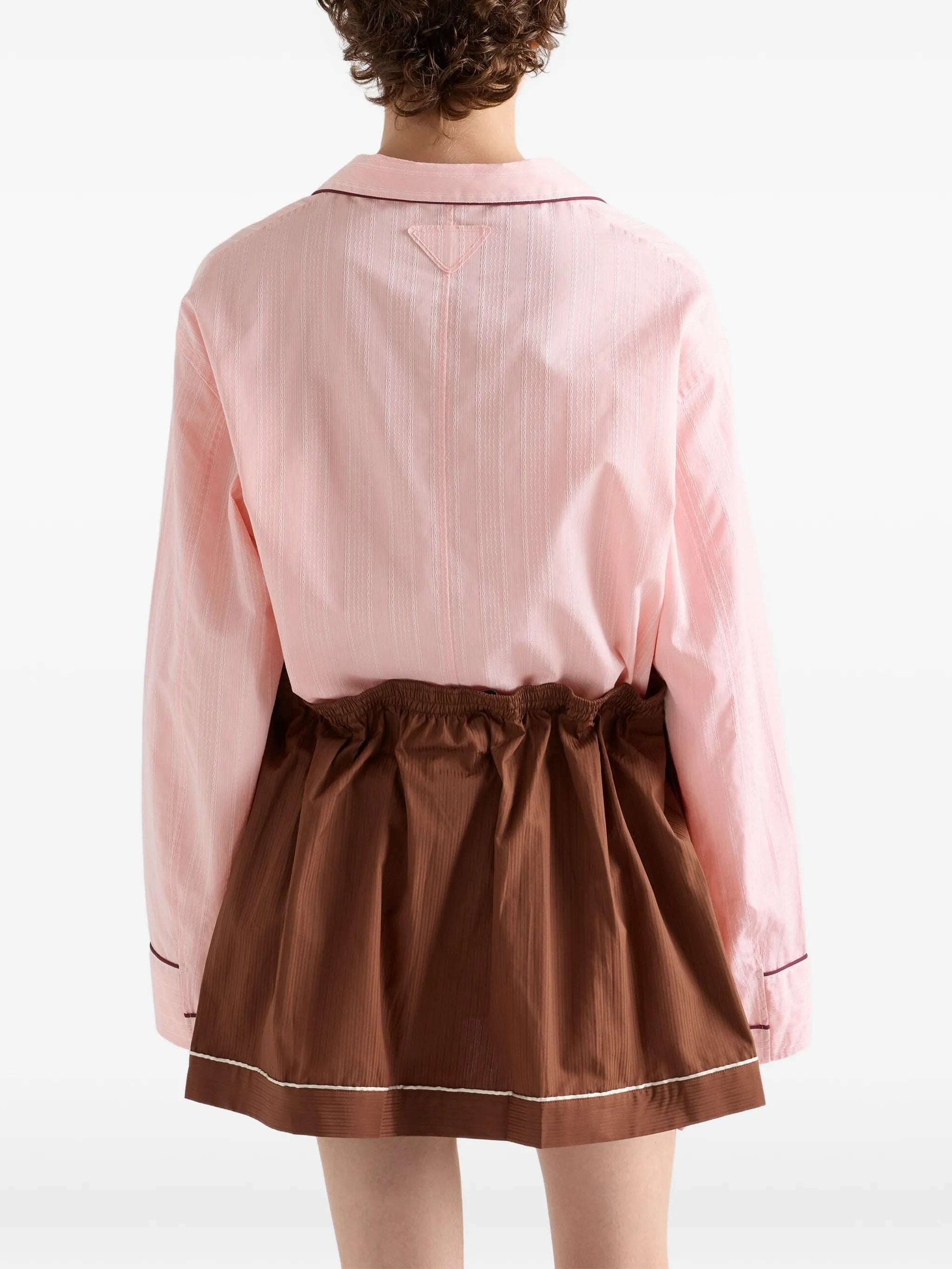 bowling-collar piping cotton shirt