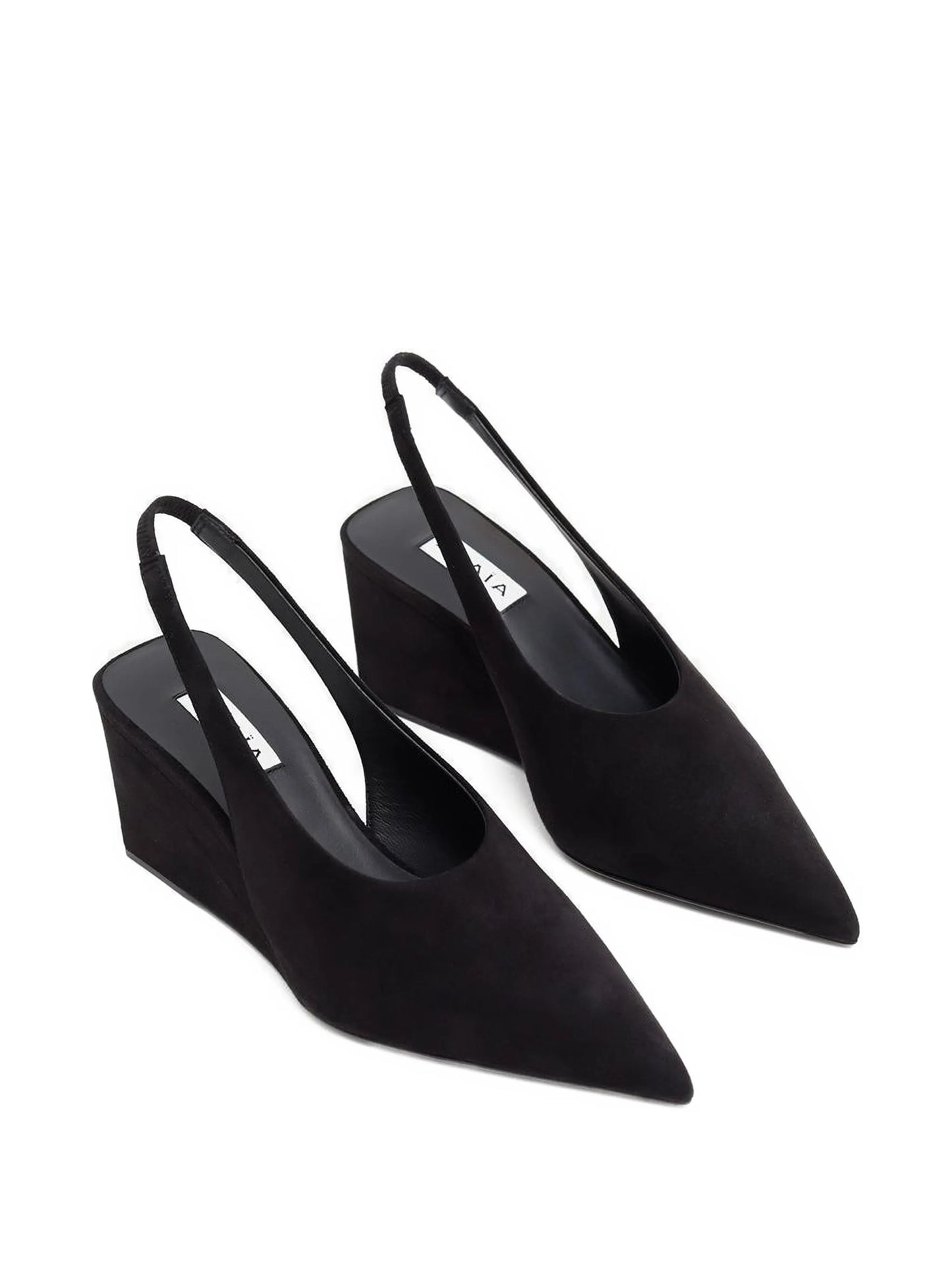 Cube pointy wedge slingback heeled pumps