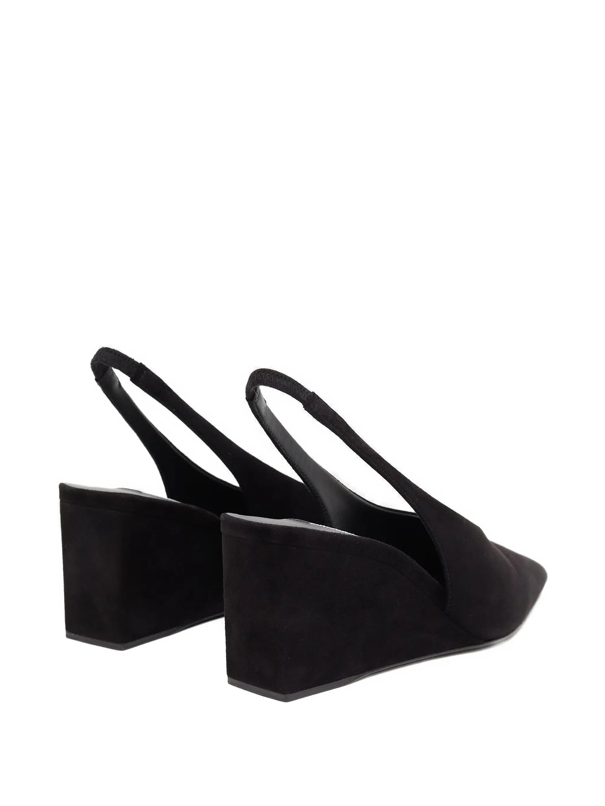 Cube pointy wedge slingback heeled pumps