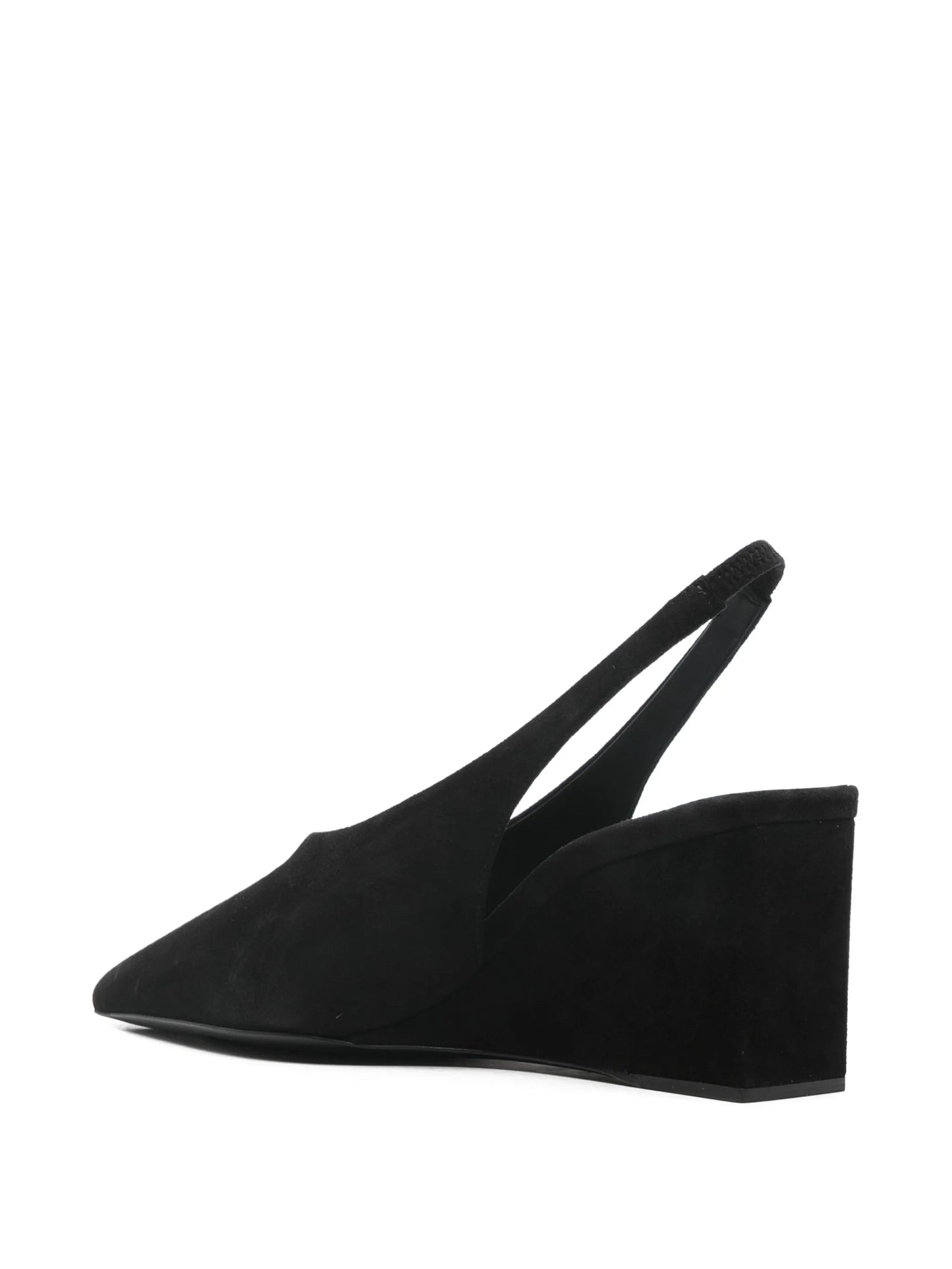 Cube pointy wedge slingback pumps