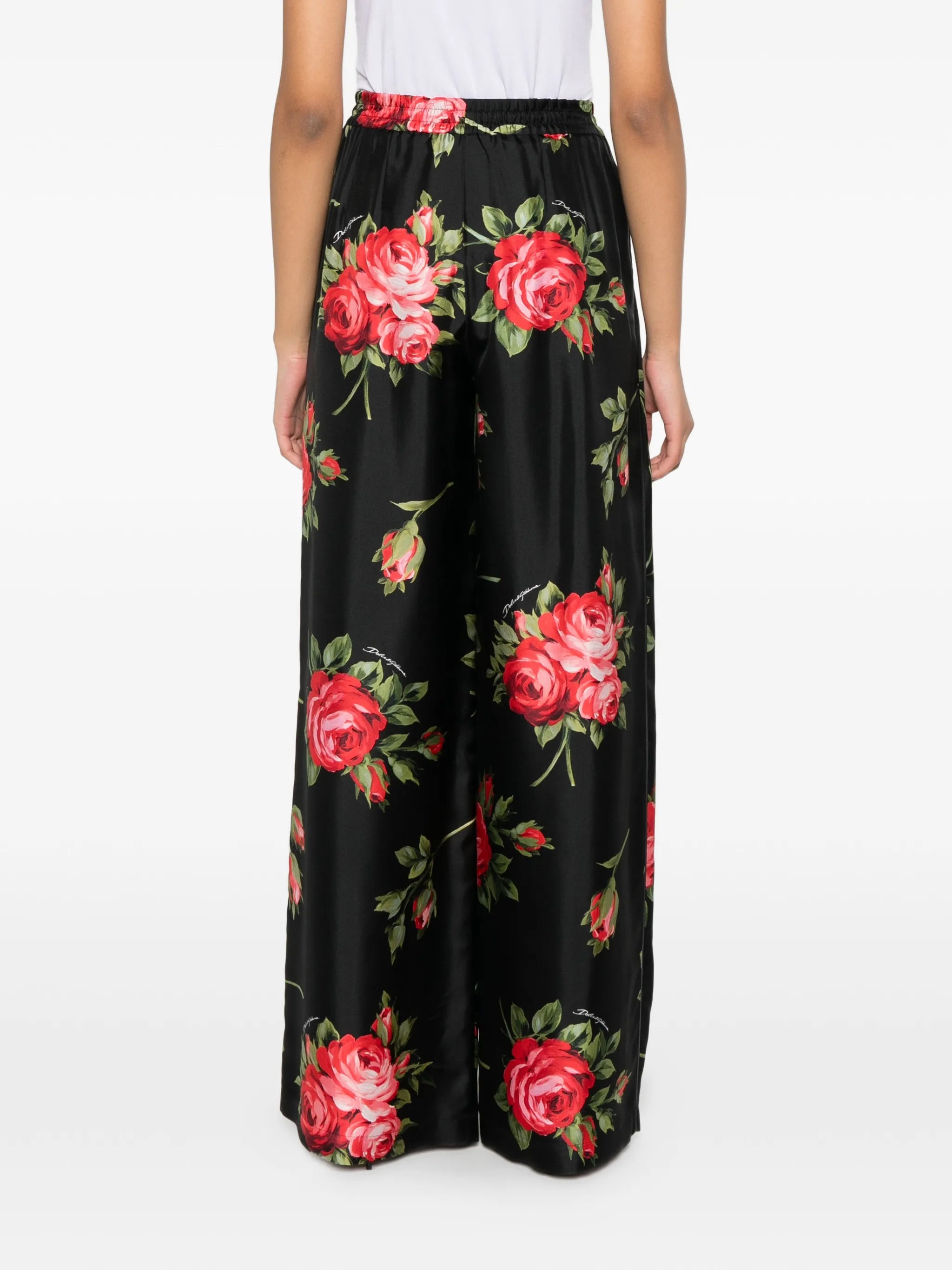 floral-print trousers