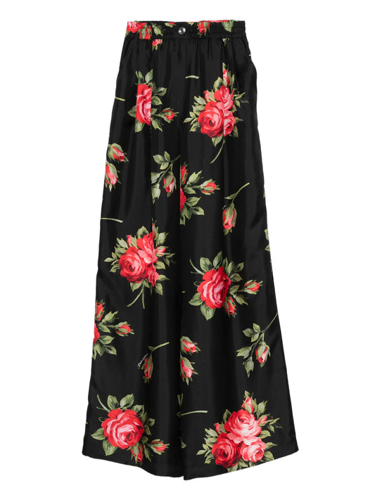 floral-print trousers