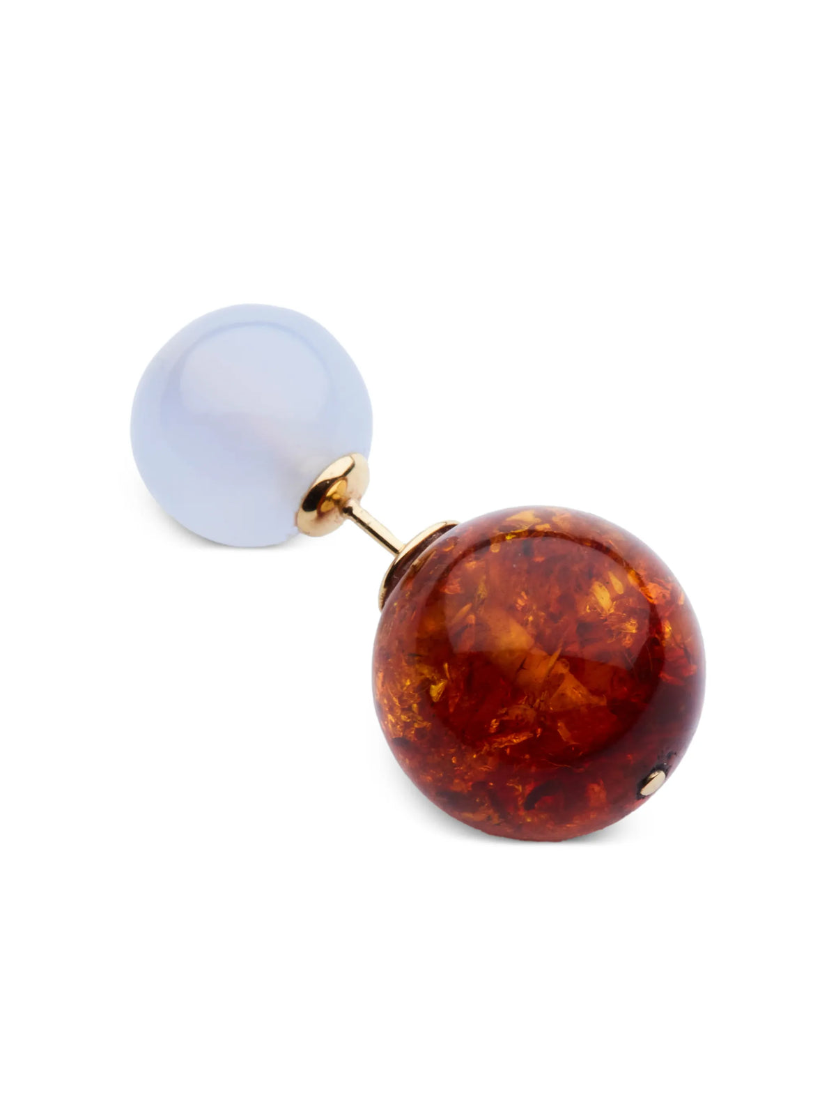 Bolas Duo chalcedony and amber earring