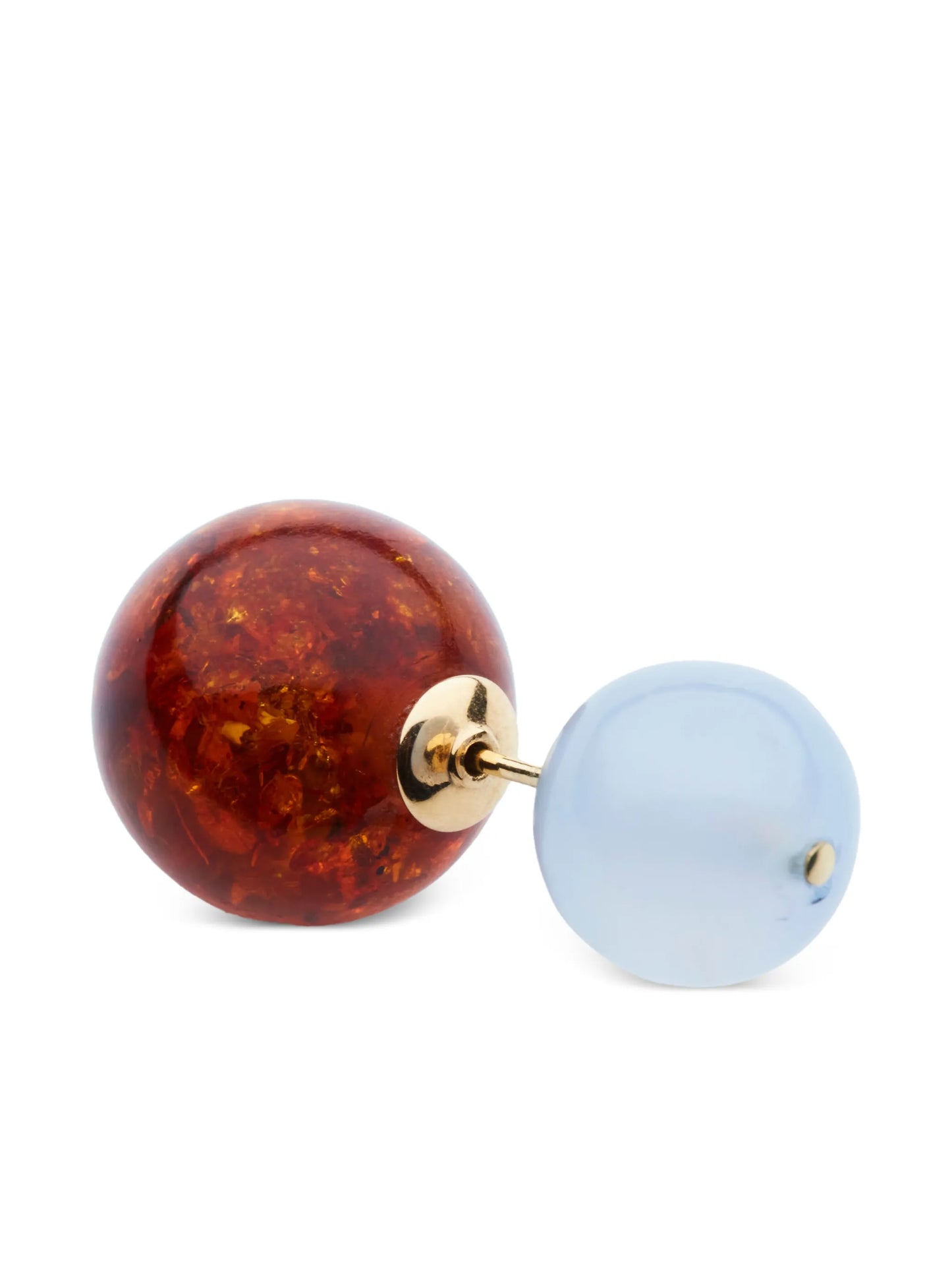 Bolas Duo chalcedony and amber earring