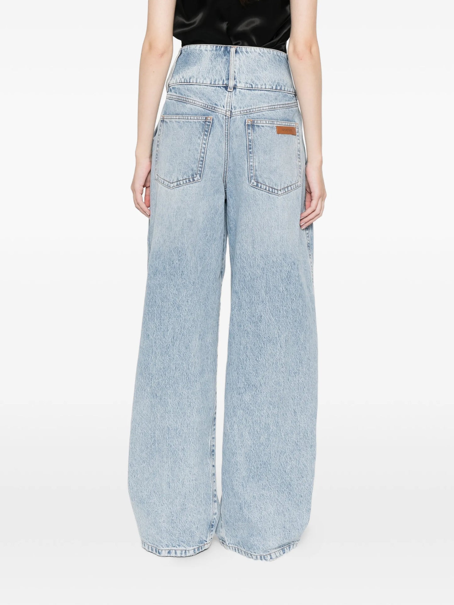 Salbatro button-embellished pleated denim trousers