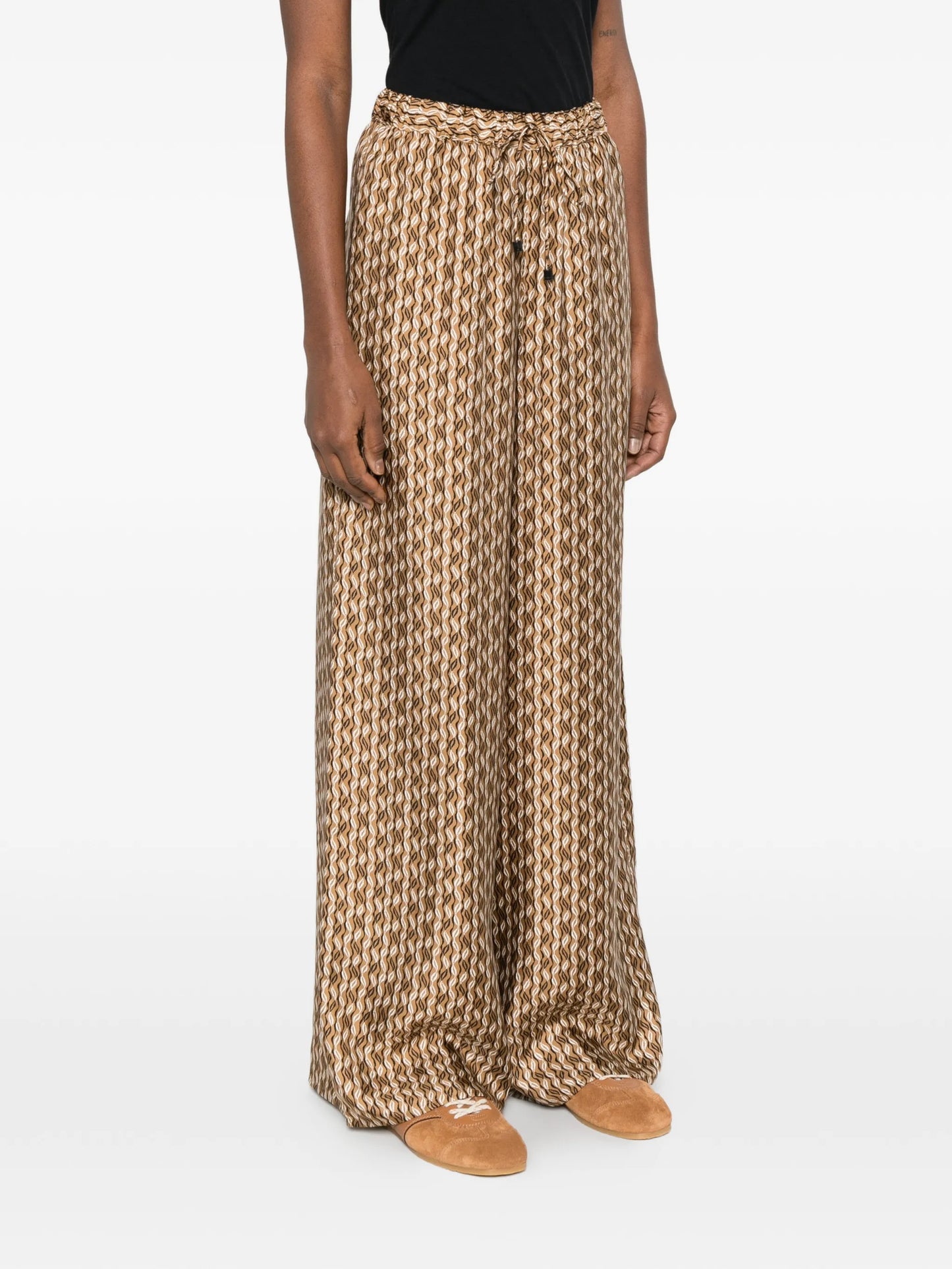printed wide-leg trousers