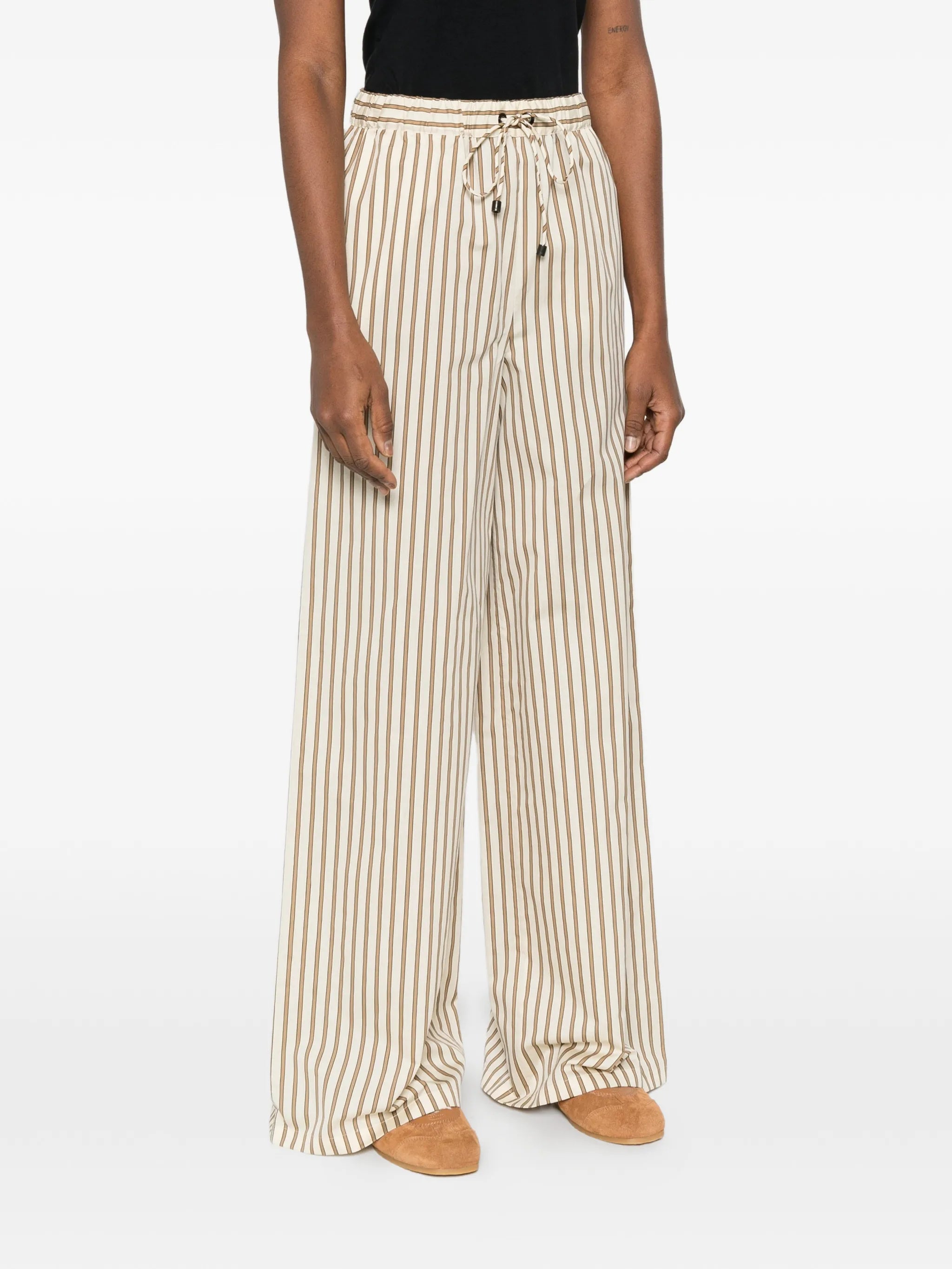 striped wide leg trousers