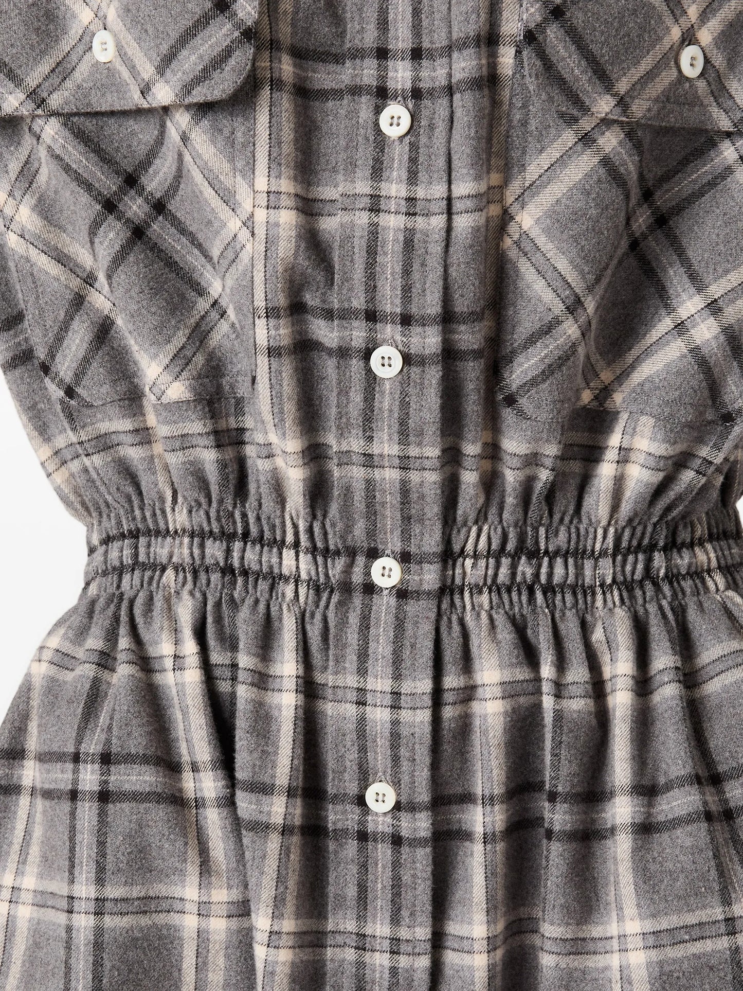 buttoned check-pattern mini dress