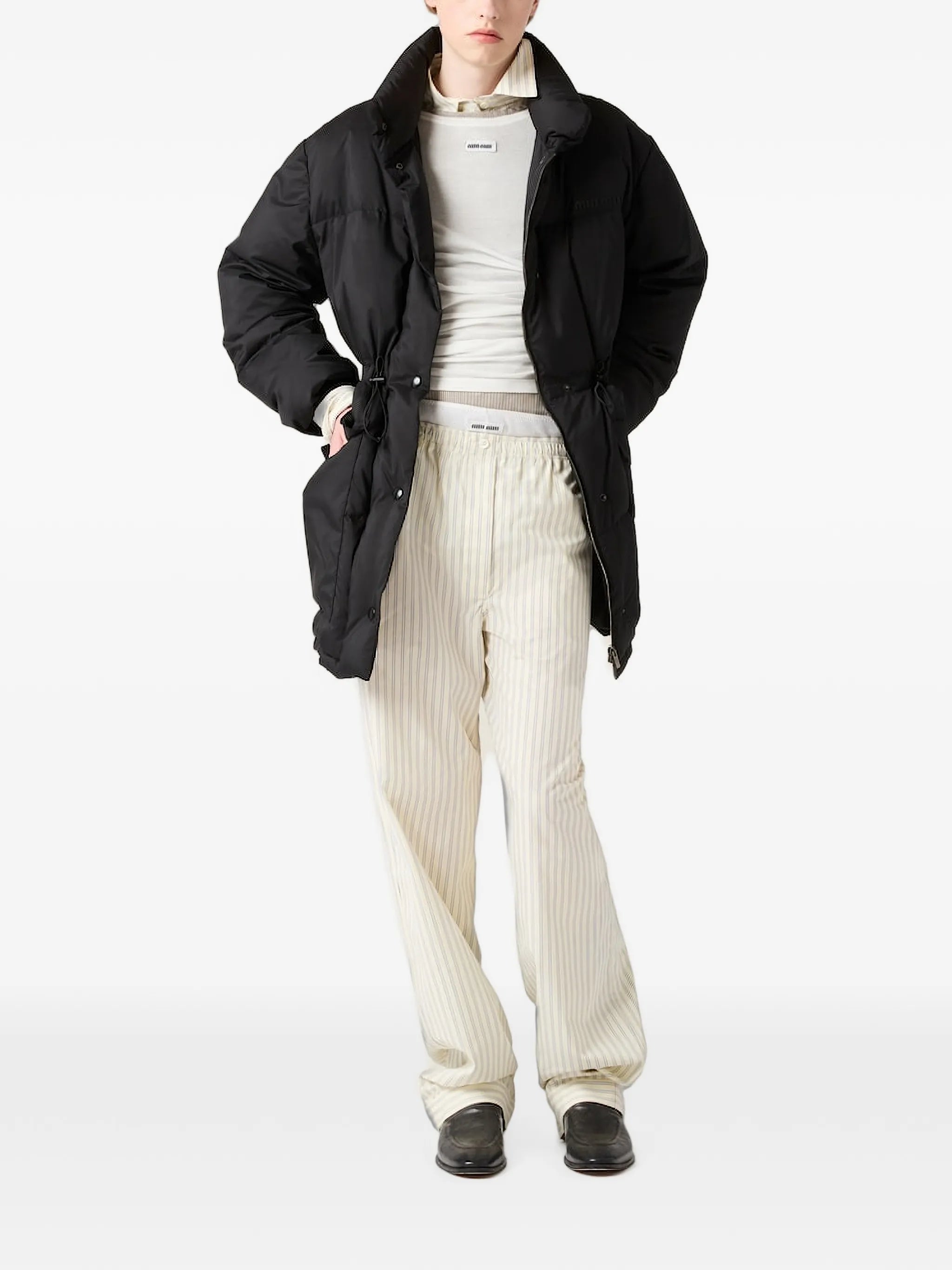 technical pongé down long jacket