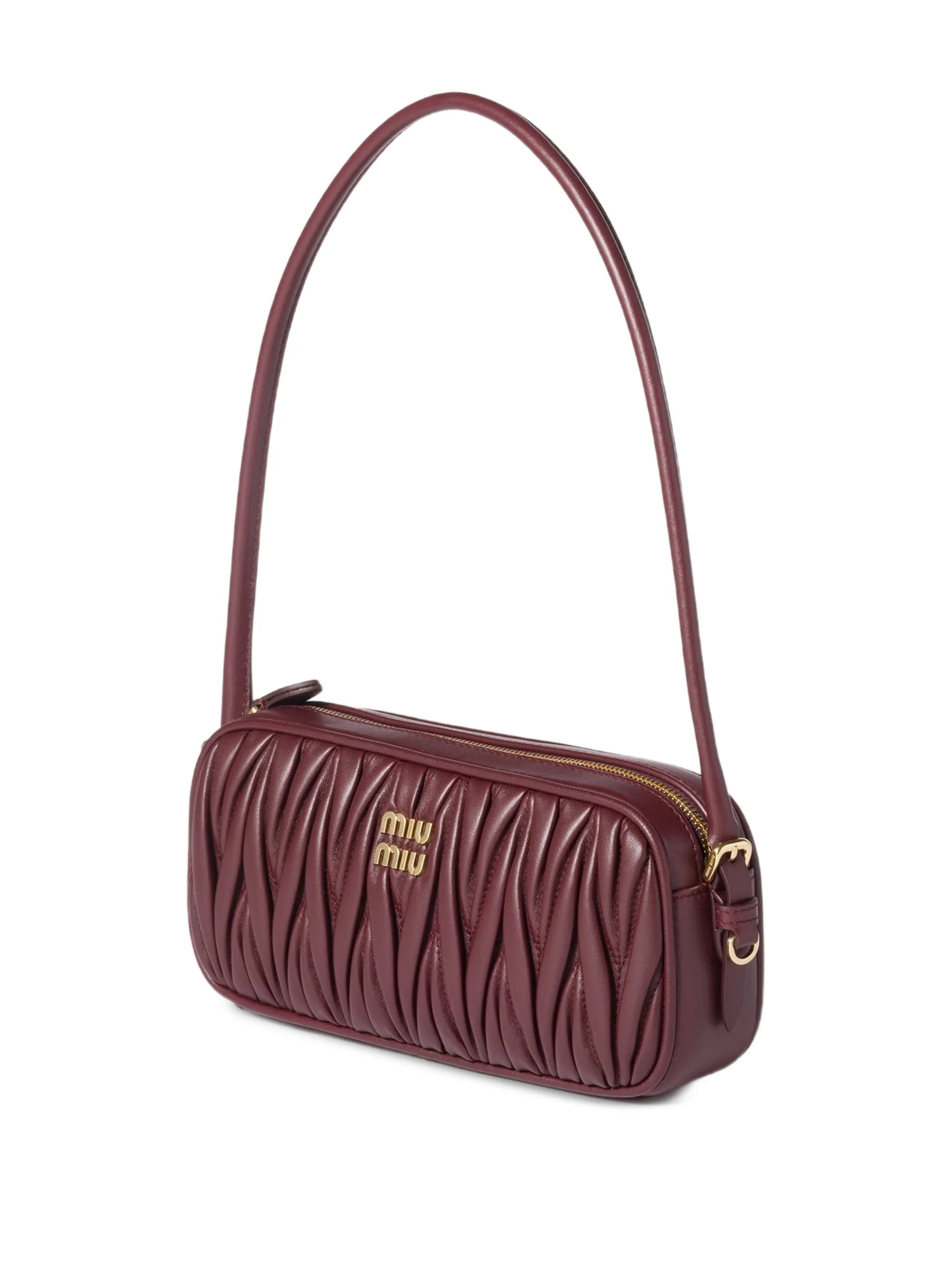 adjustable-strap leather clutch bag