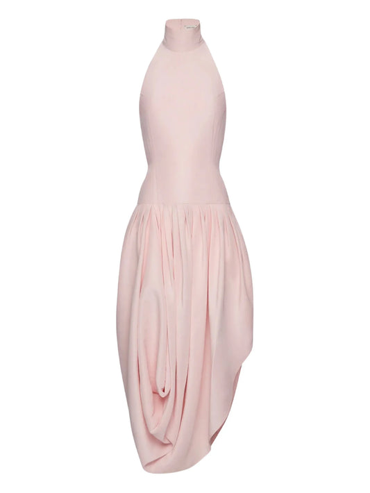 halterneck draped dress