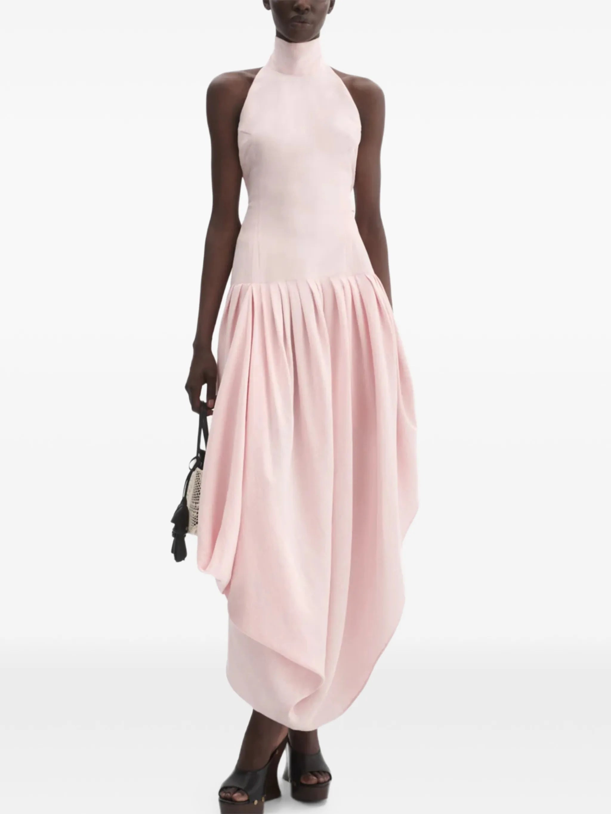 halterneck draped dress