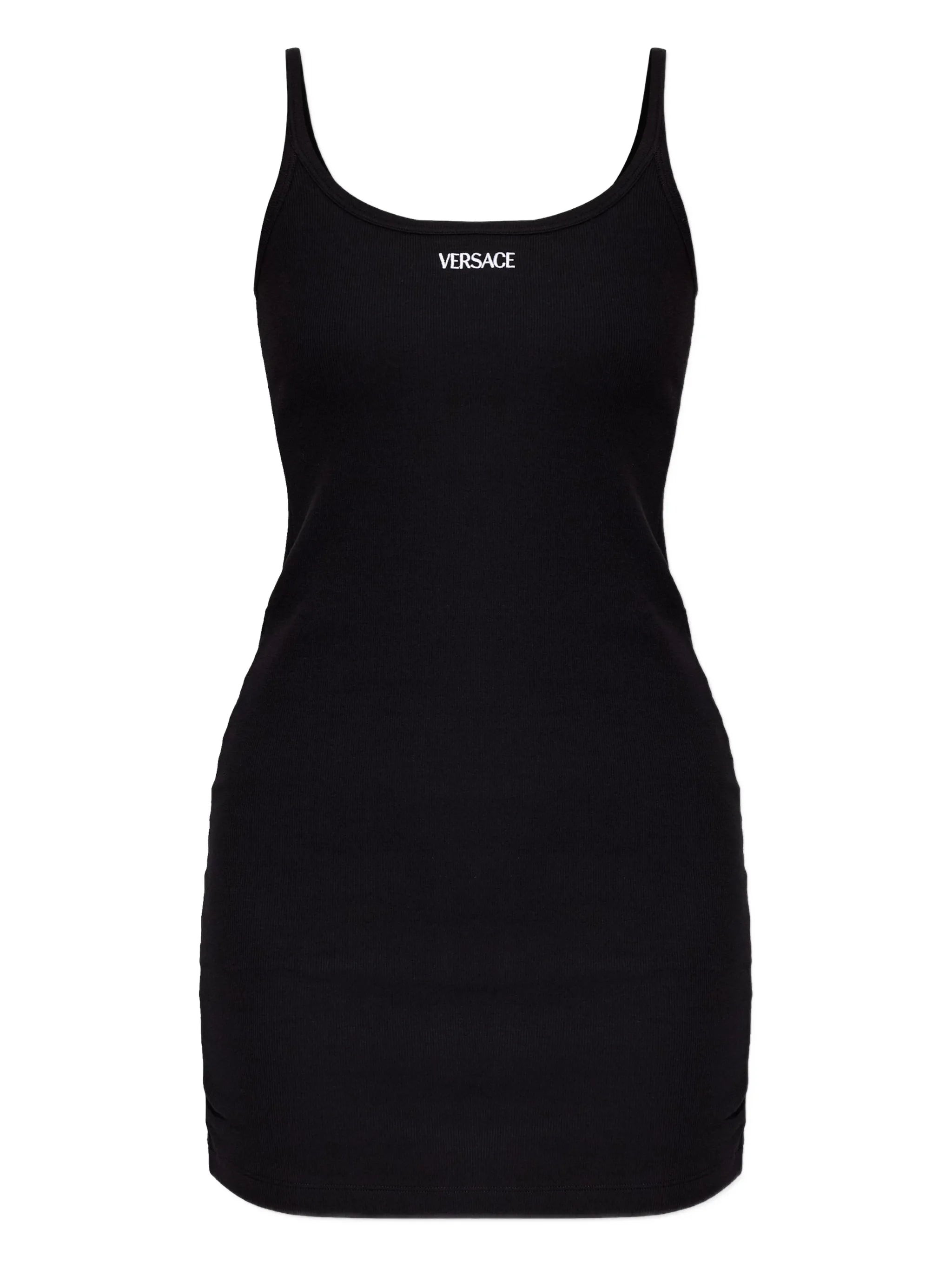 spaghetti-strap logo mini dress