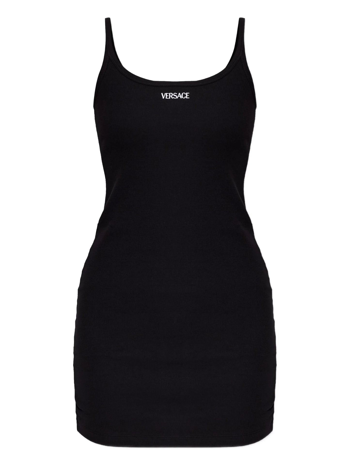spaghetti-strap logo mini dress
