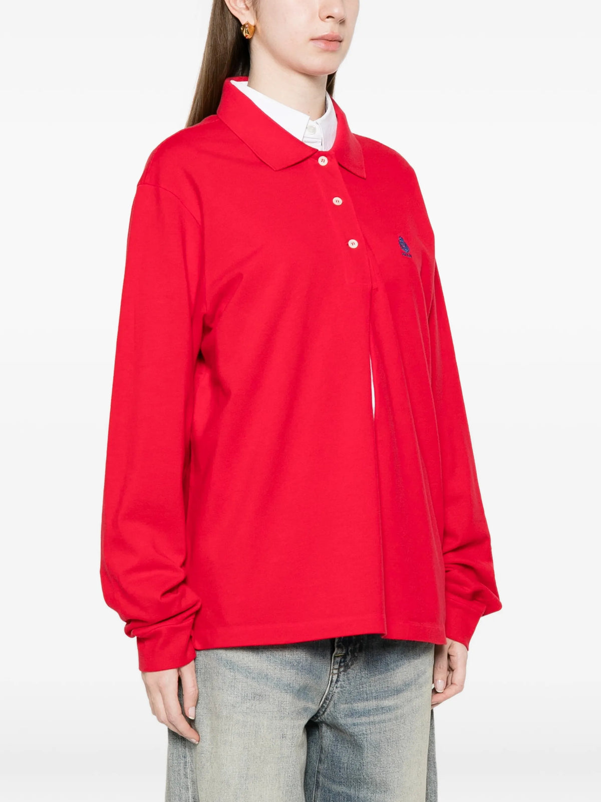 long-sleeved cotton piqué polo shirt