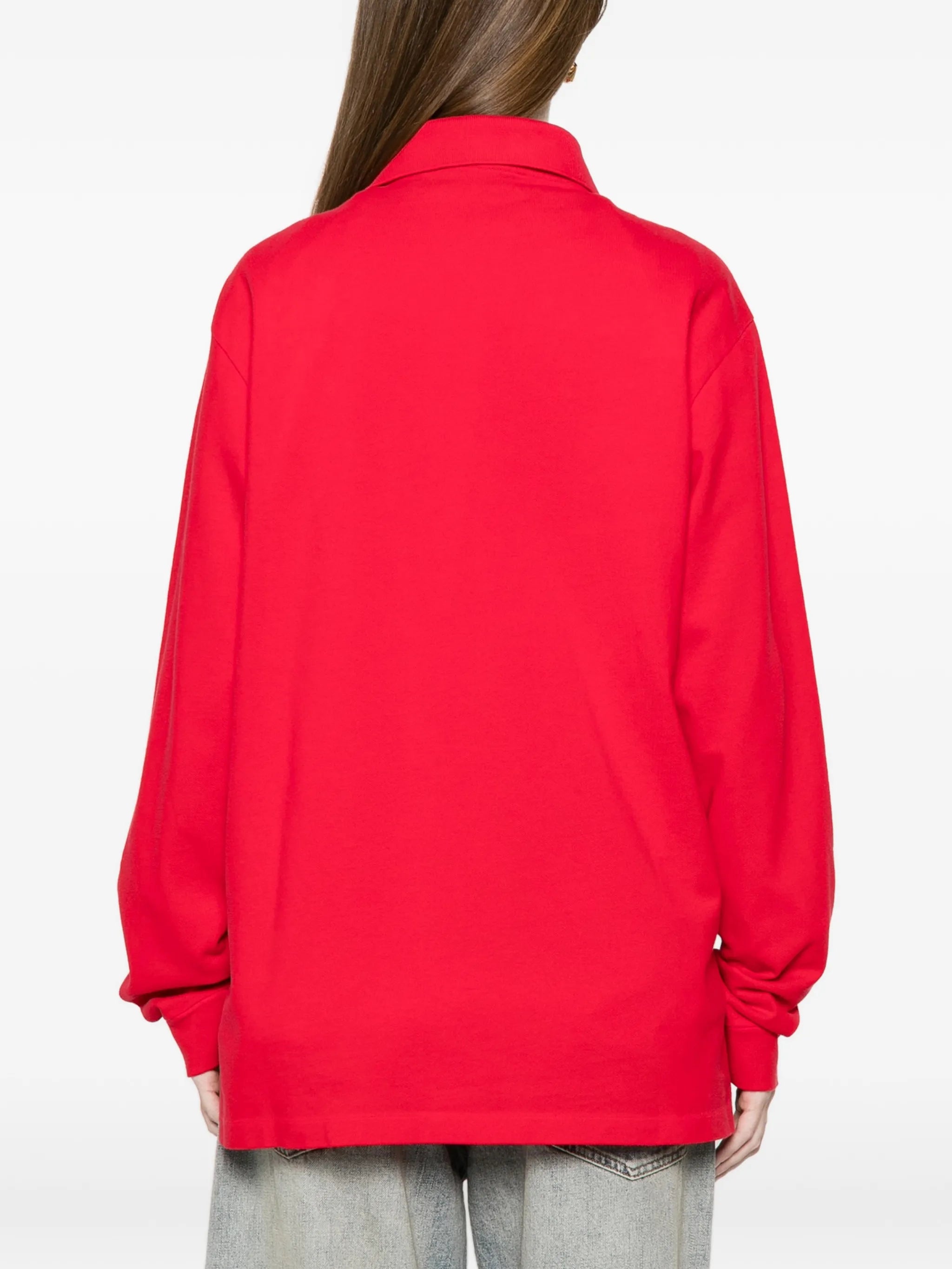 long-sleeved cotton piqué polo shirt