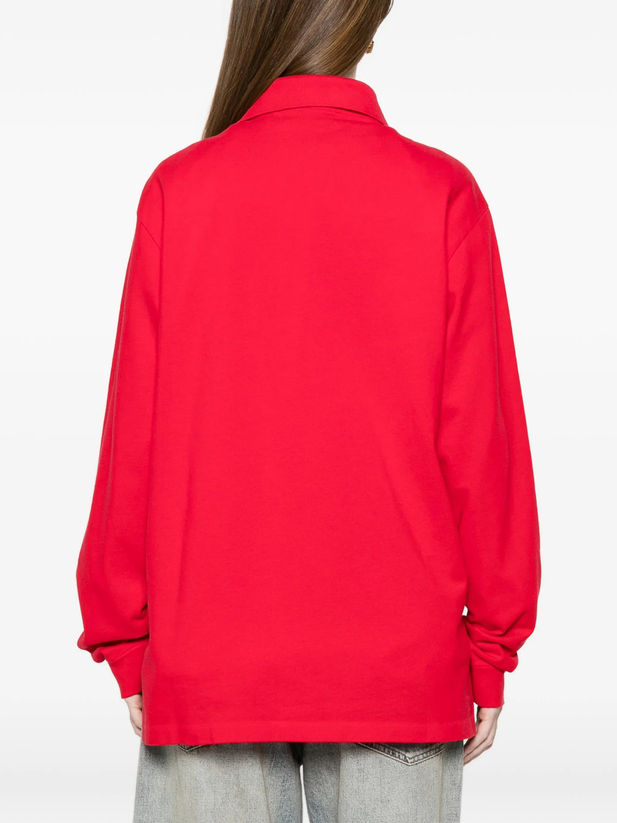 long-sleeved cotton piqué polo shirt