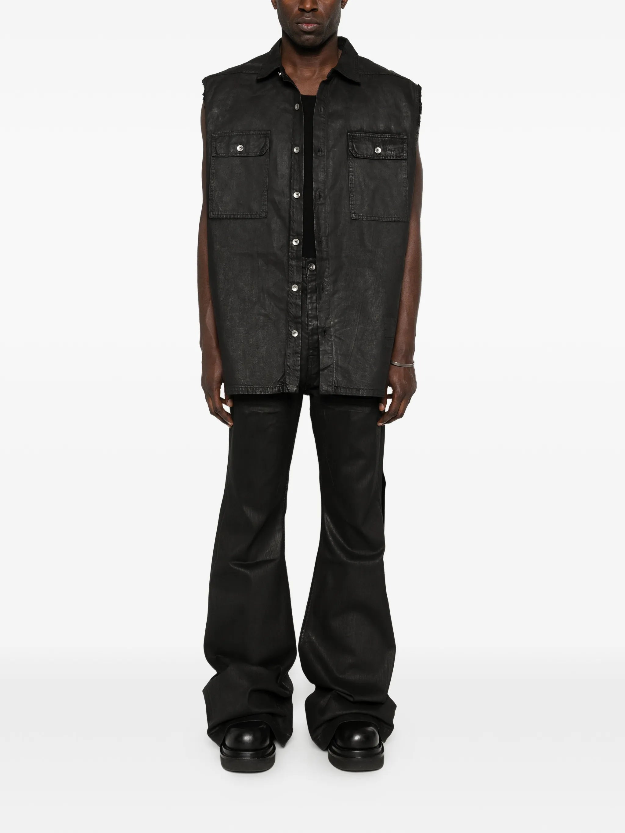 Temple SL Tommy Jumbo outershirt in black 80oz deep black denim