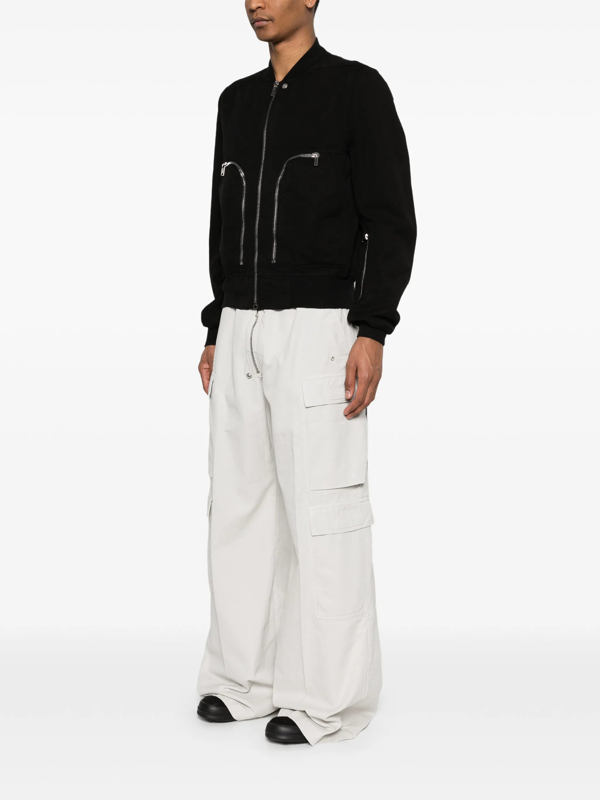 Temple Bauhaus flight jacket in black cotton rip stop