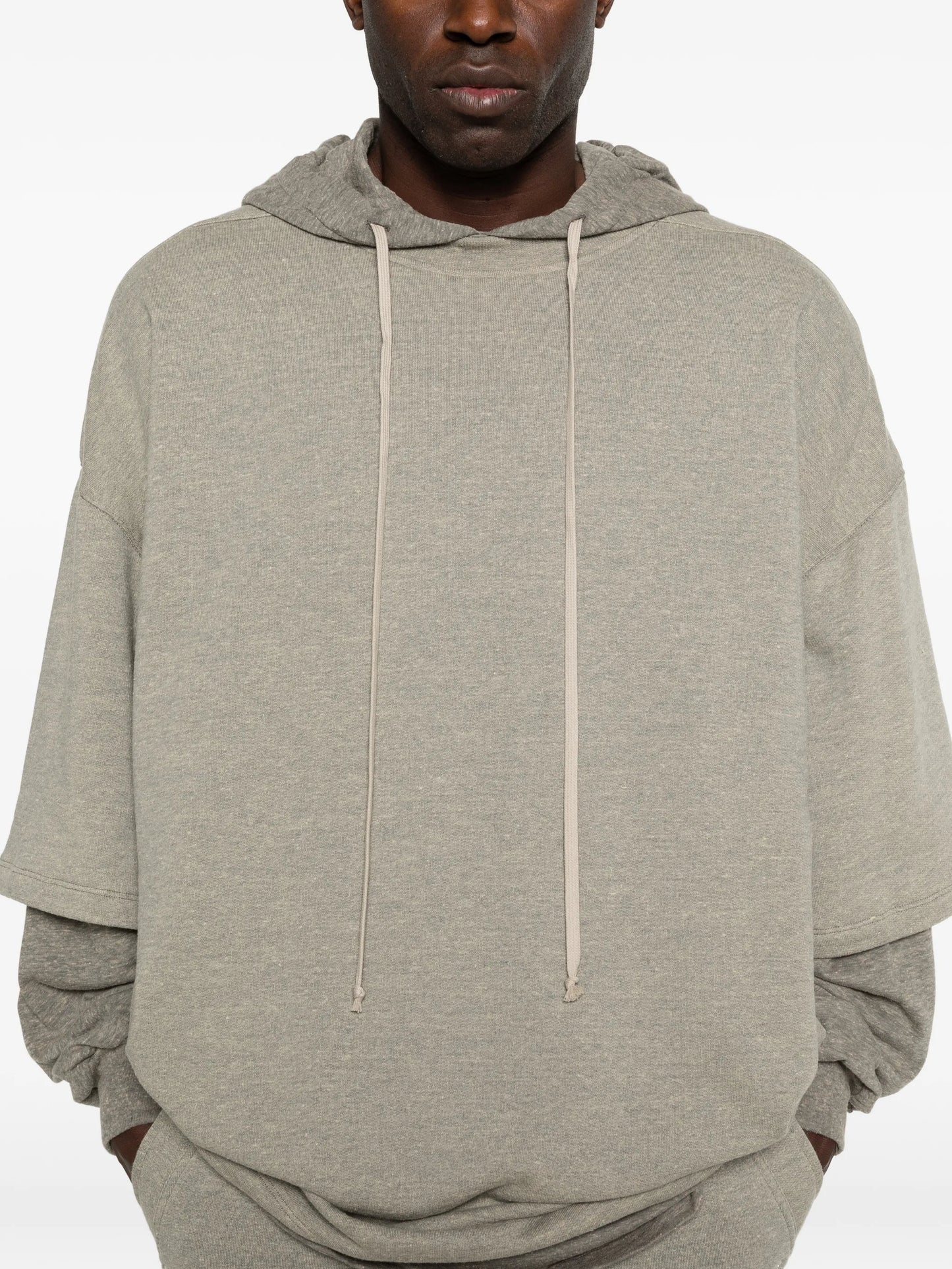 drawstring layered hoodie