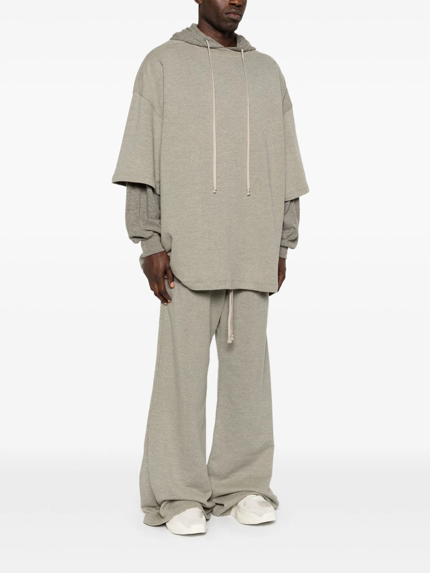 drawstring layered hoodie