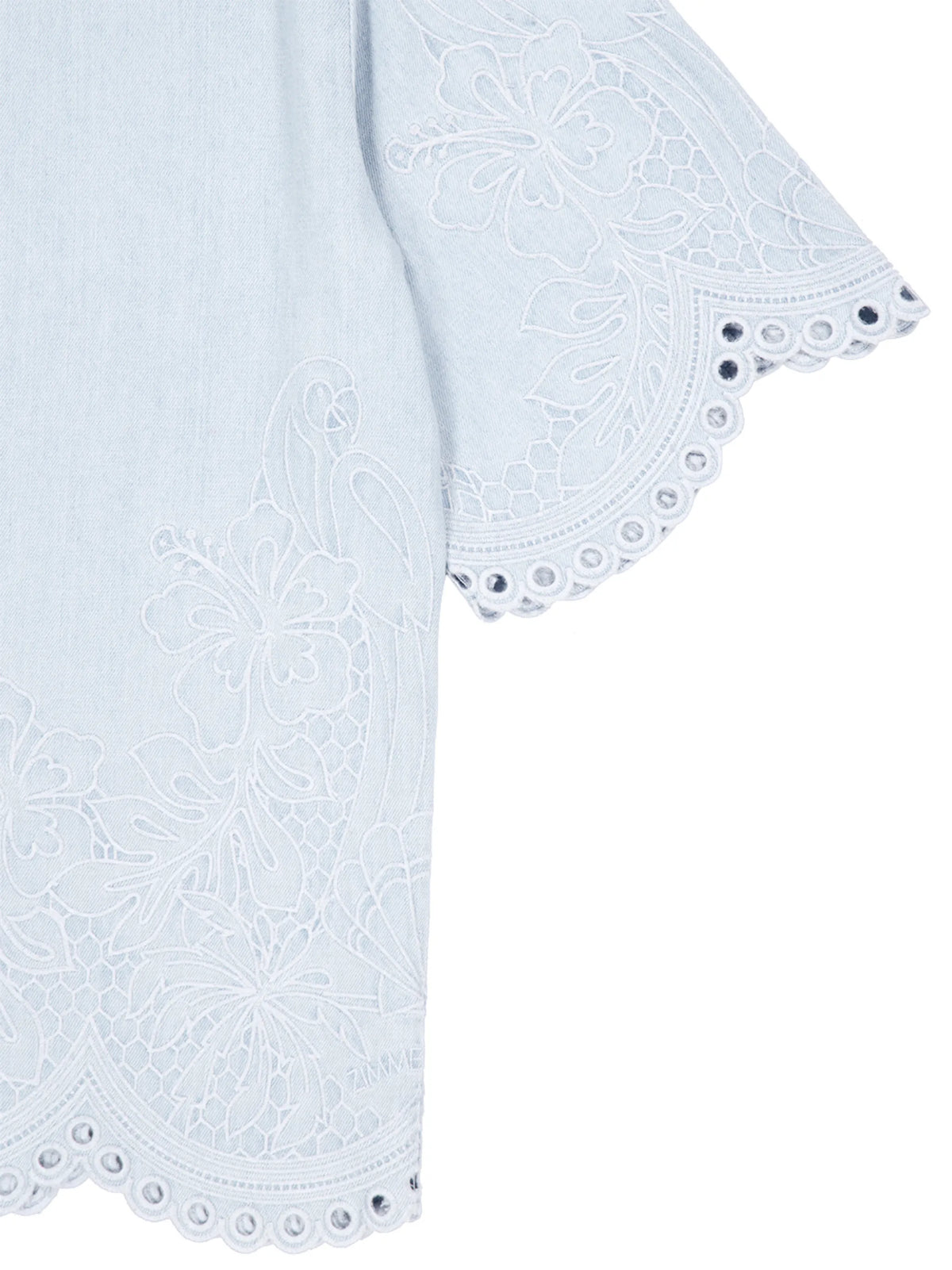 Daylight floral-embroidered denim shirt