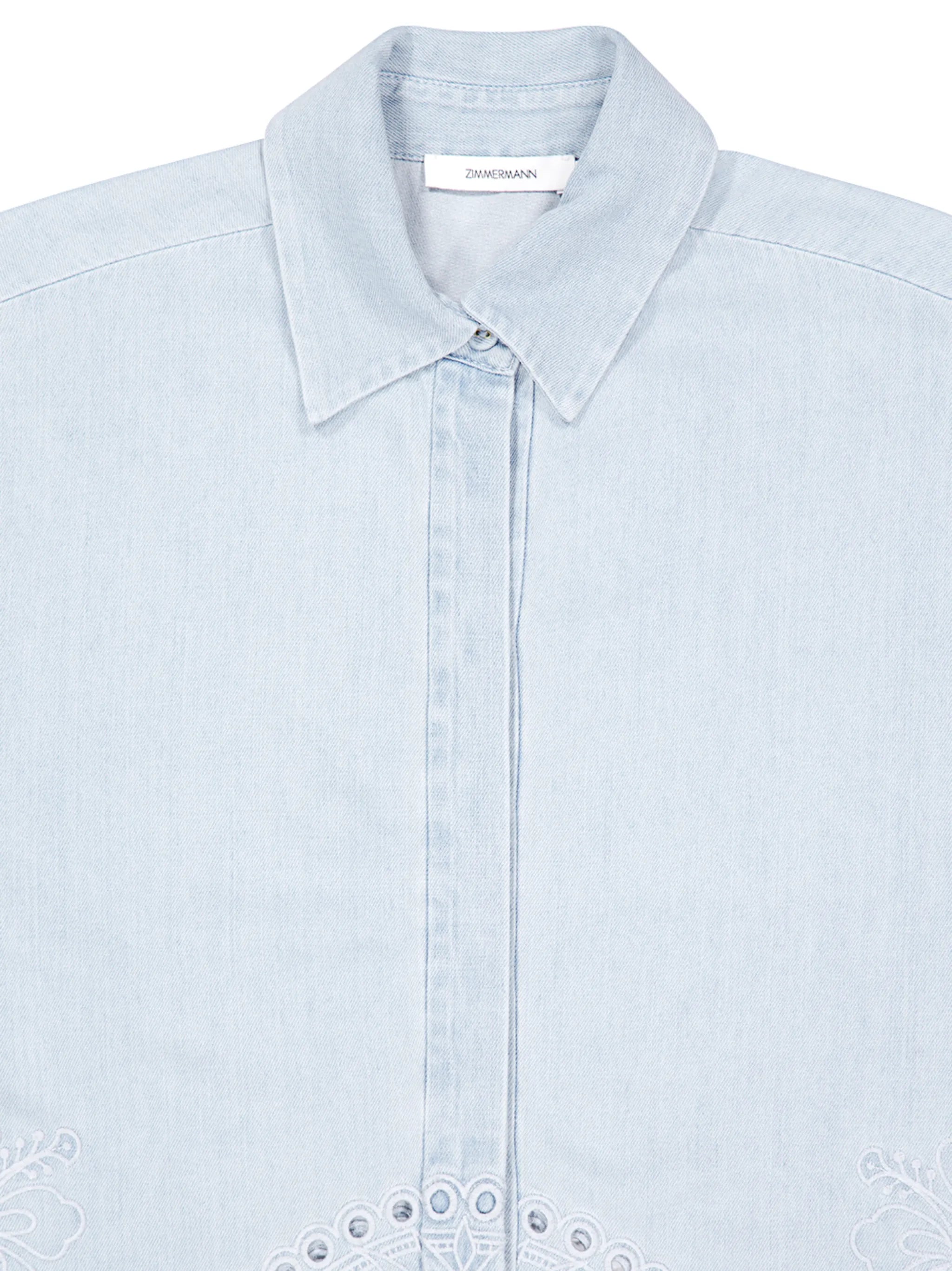 Daylight floral-embroidered denim shirt
