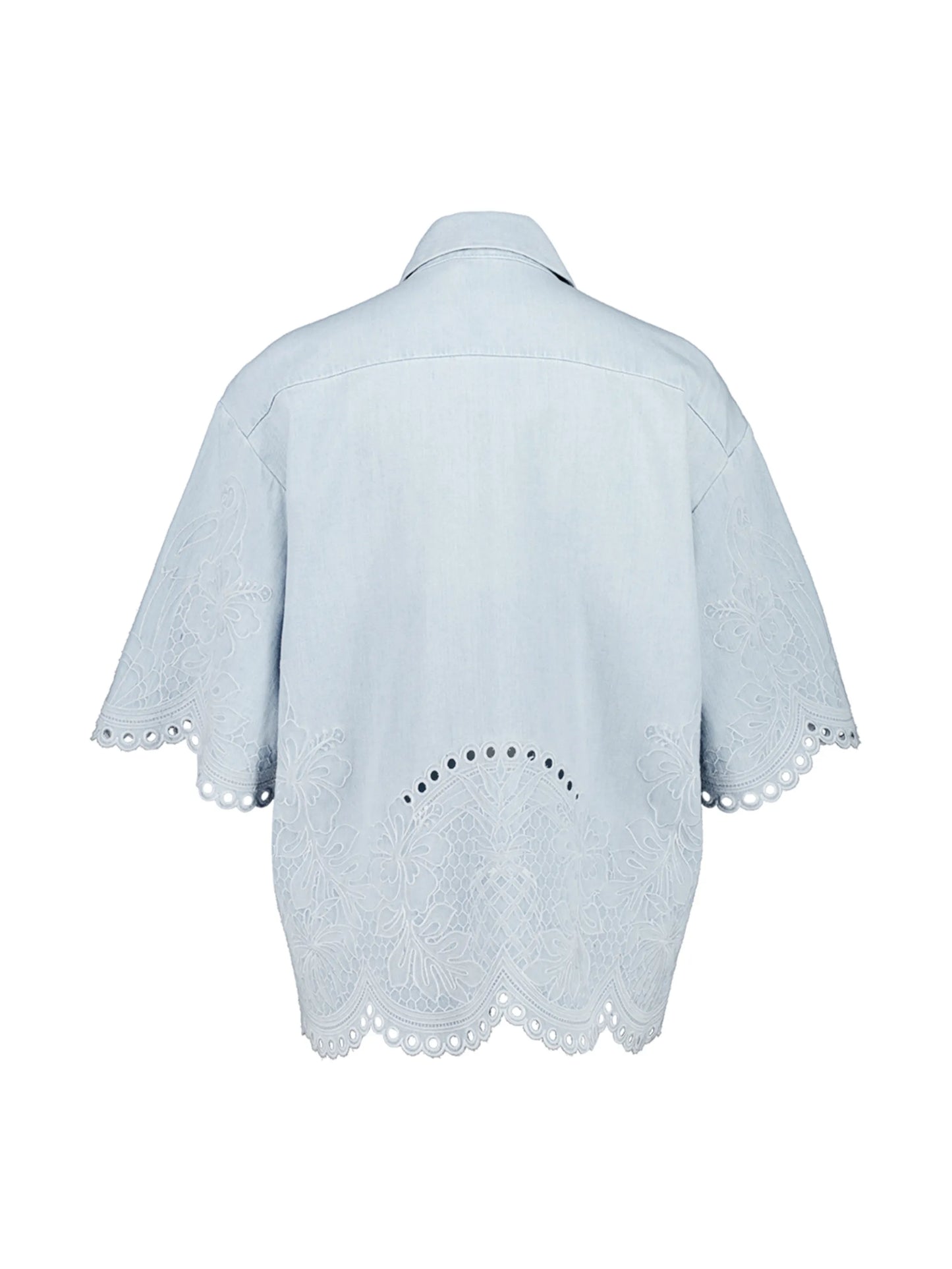 Daylight floral-embroidered denim shirt