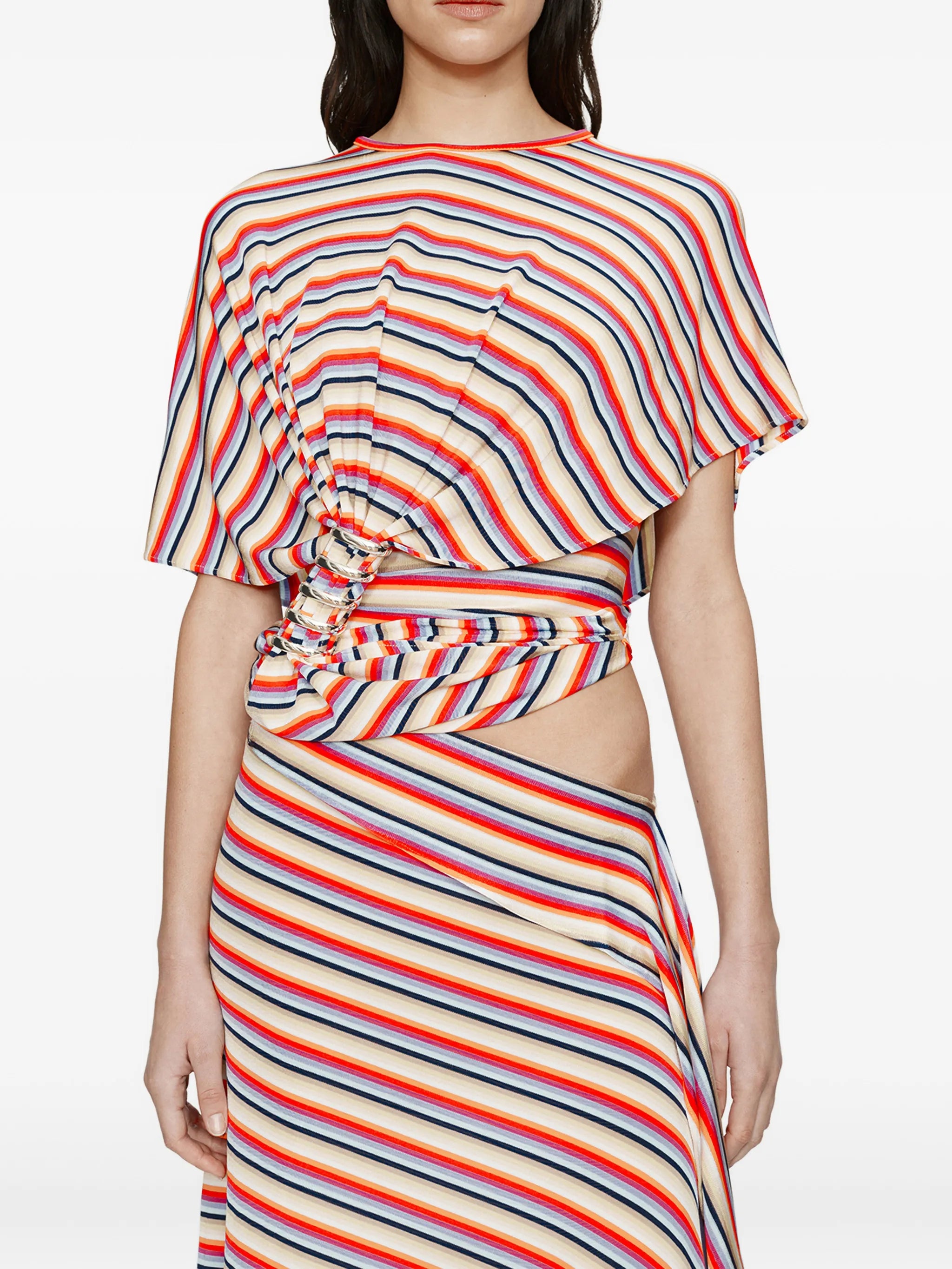 Calypso coiled jersey striped blouse