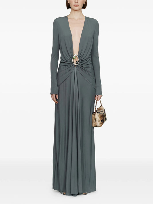 Orica Crystal Ruched V-neck dress