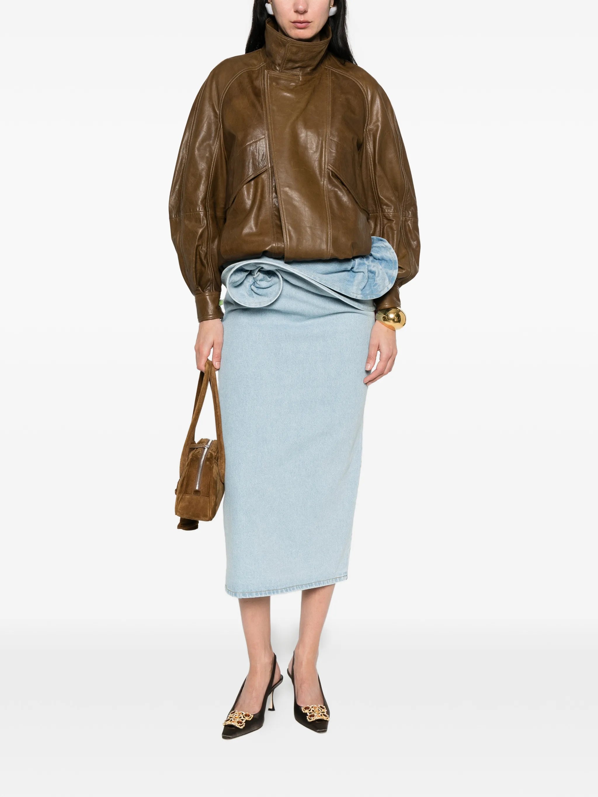 rose-detail midi skirt