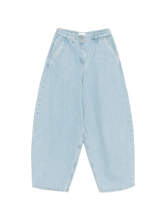 pleated widw-leg jeans