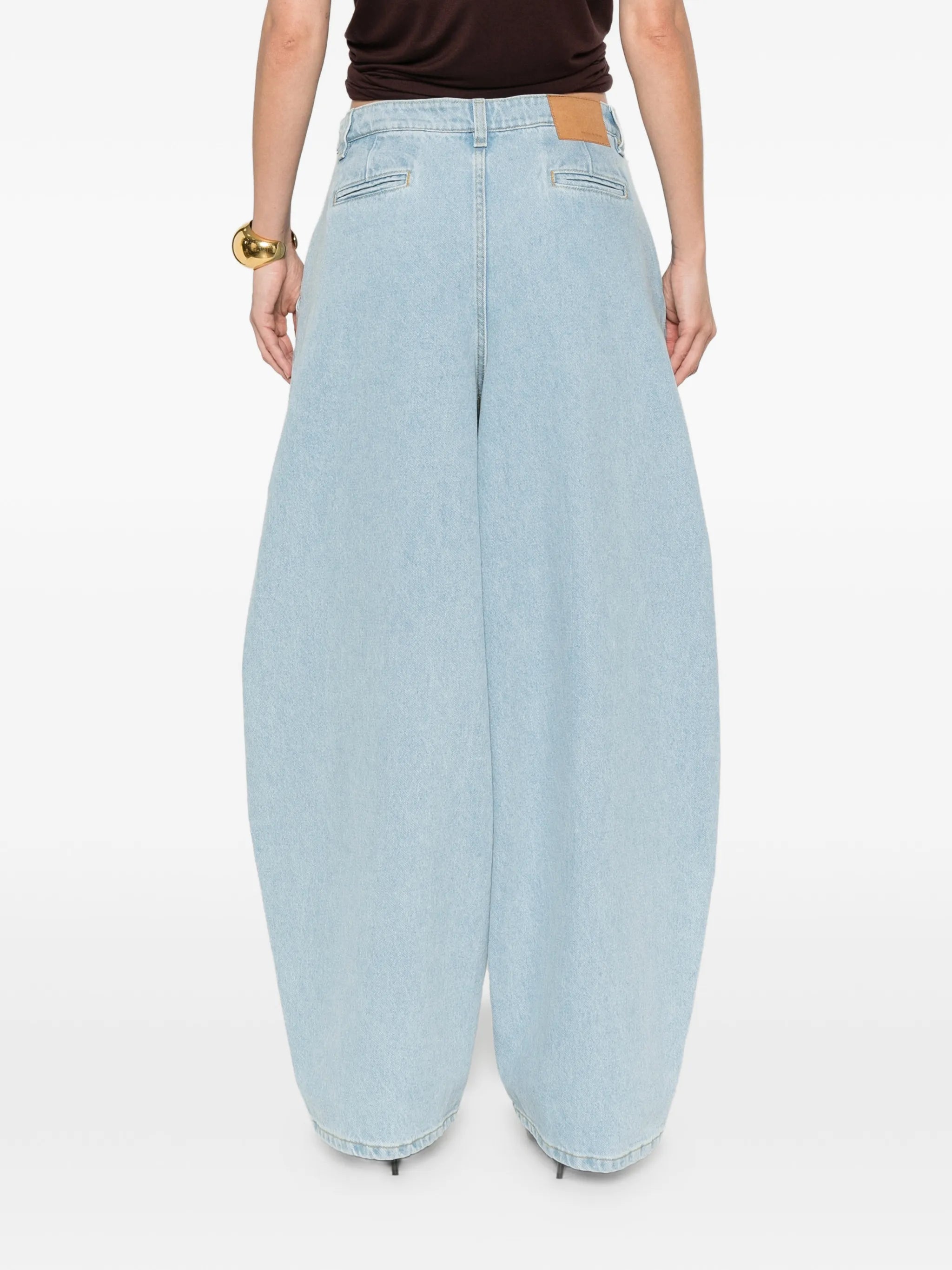 pleated widw-leg jeans