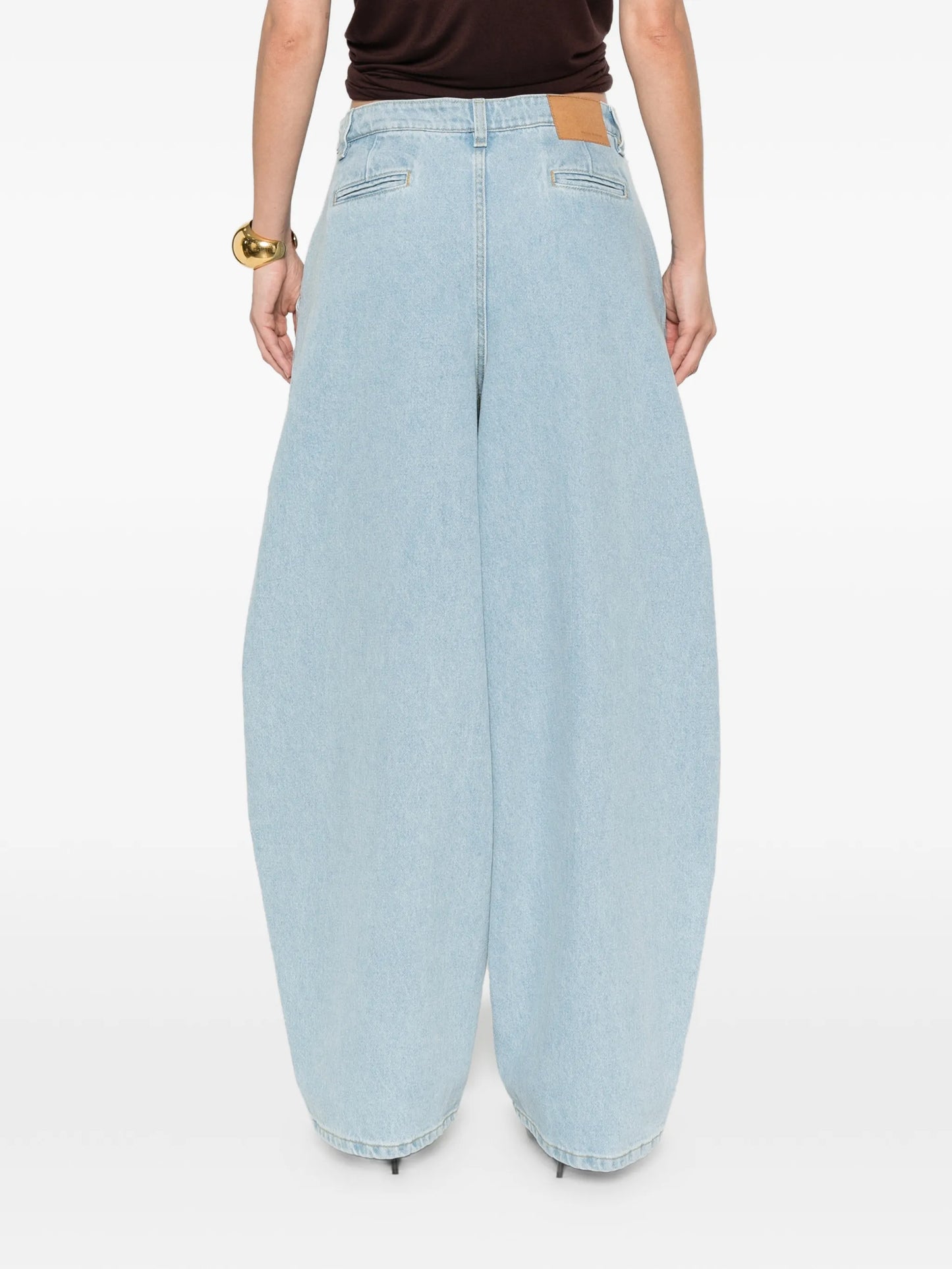 pleated widw-leg jeans