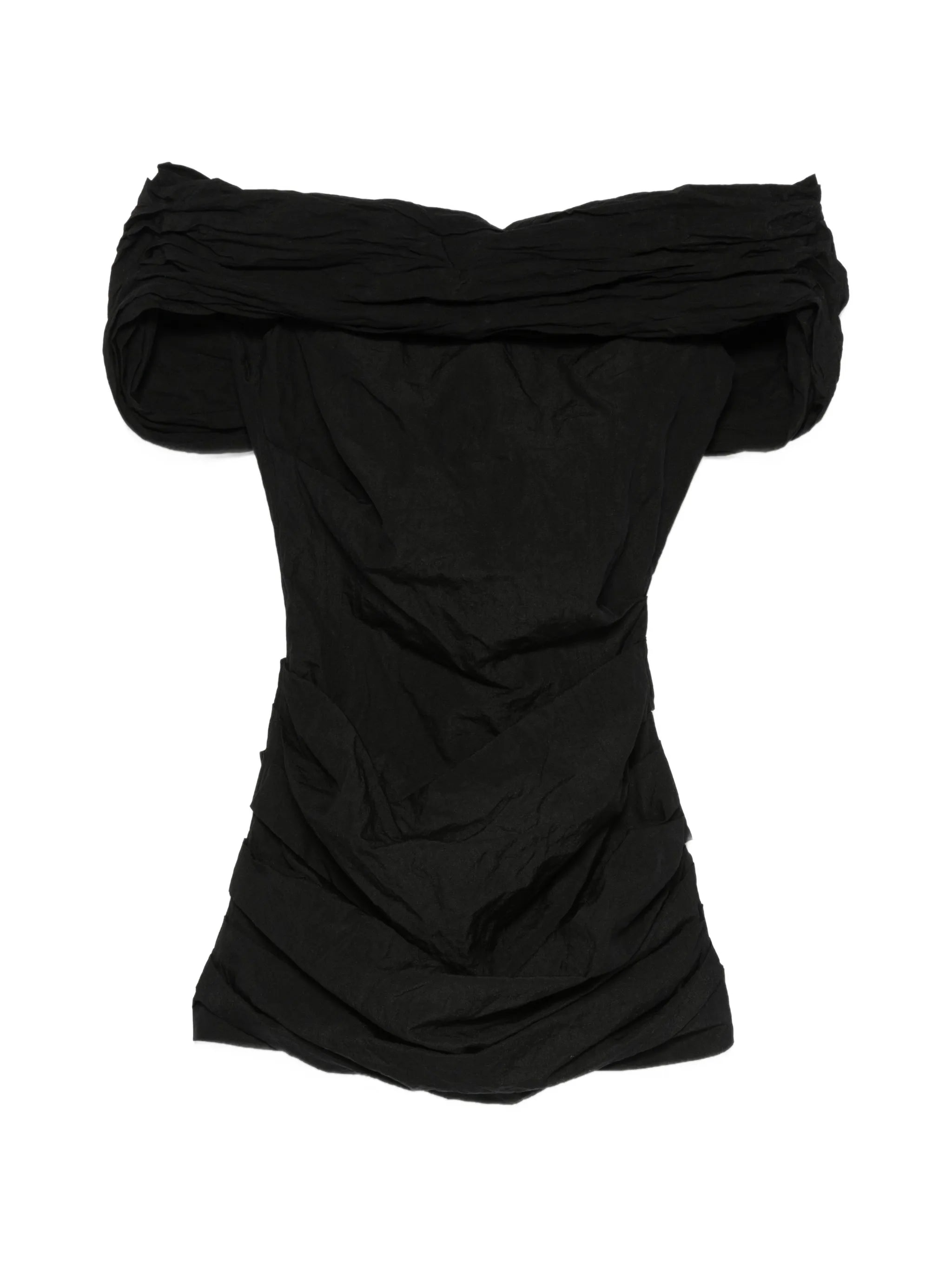 ruched off-the-shoulder mini dress