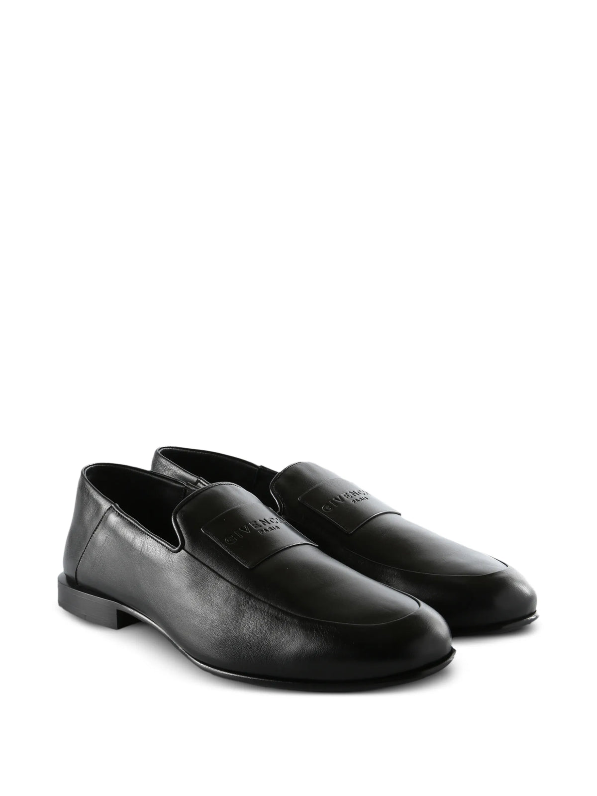 label loafers in shiny leather